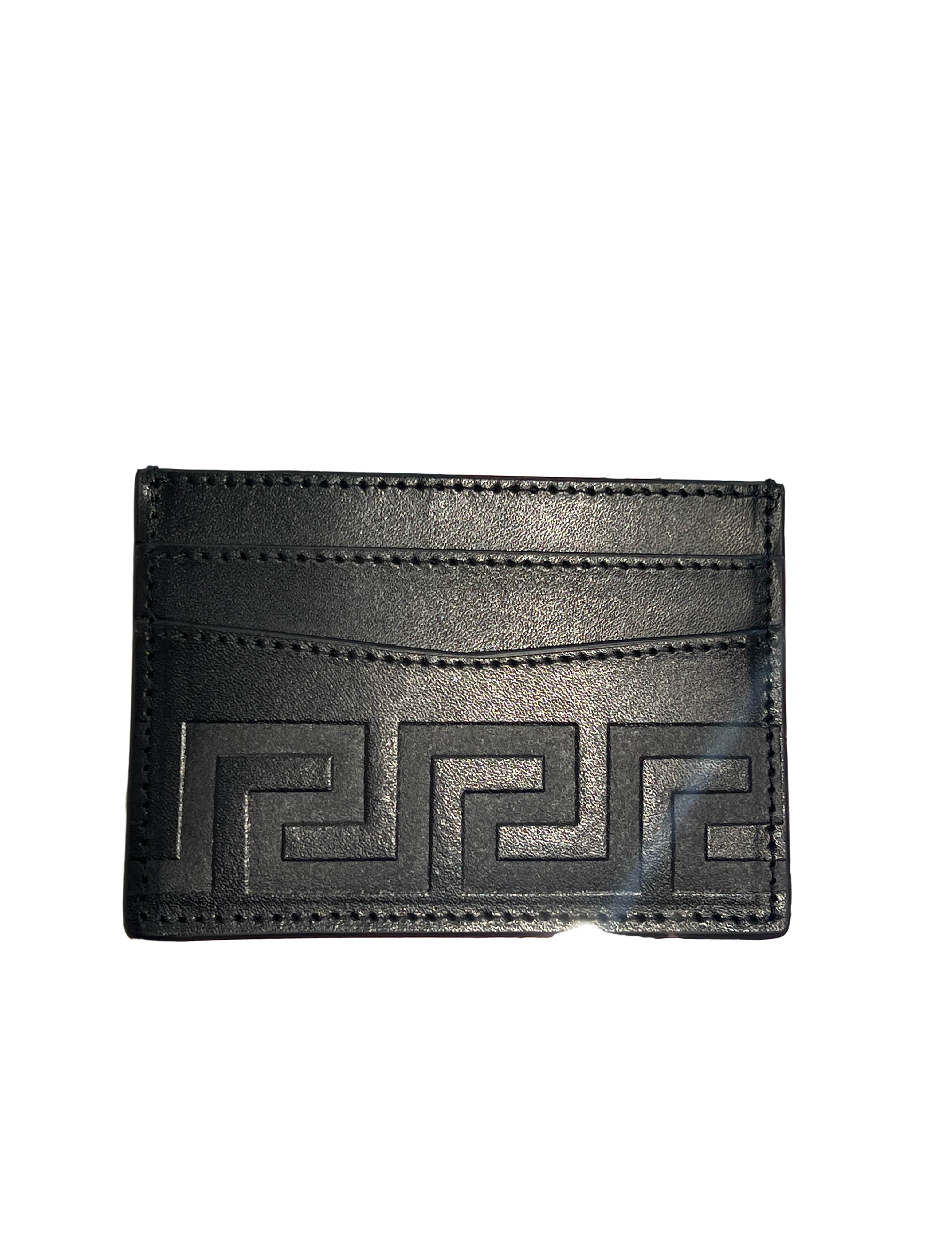 【Versace Outlet】Versace Card Holder Calf Leather+ Embo  黑