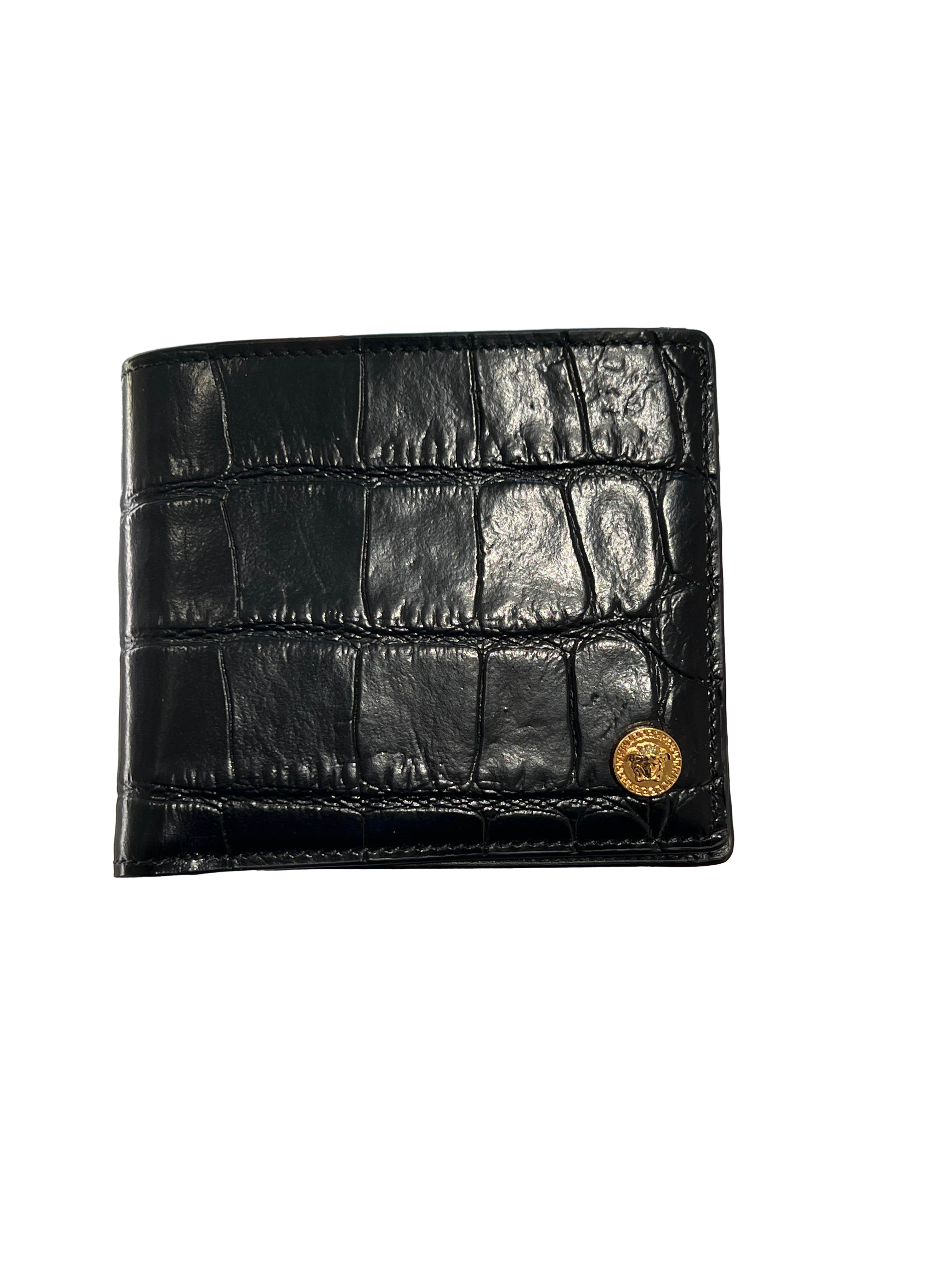 【Versace Outlet】Bifold Wallet W/Coin Pocket Cr  黑