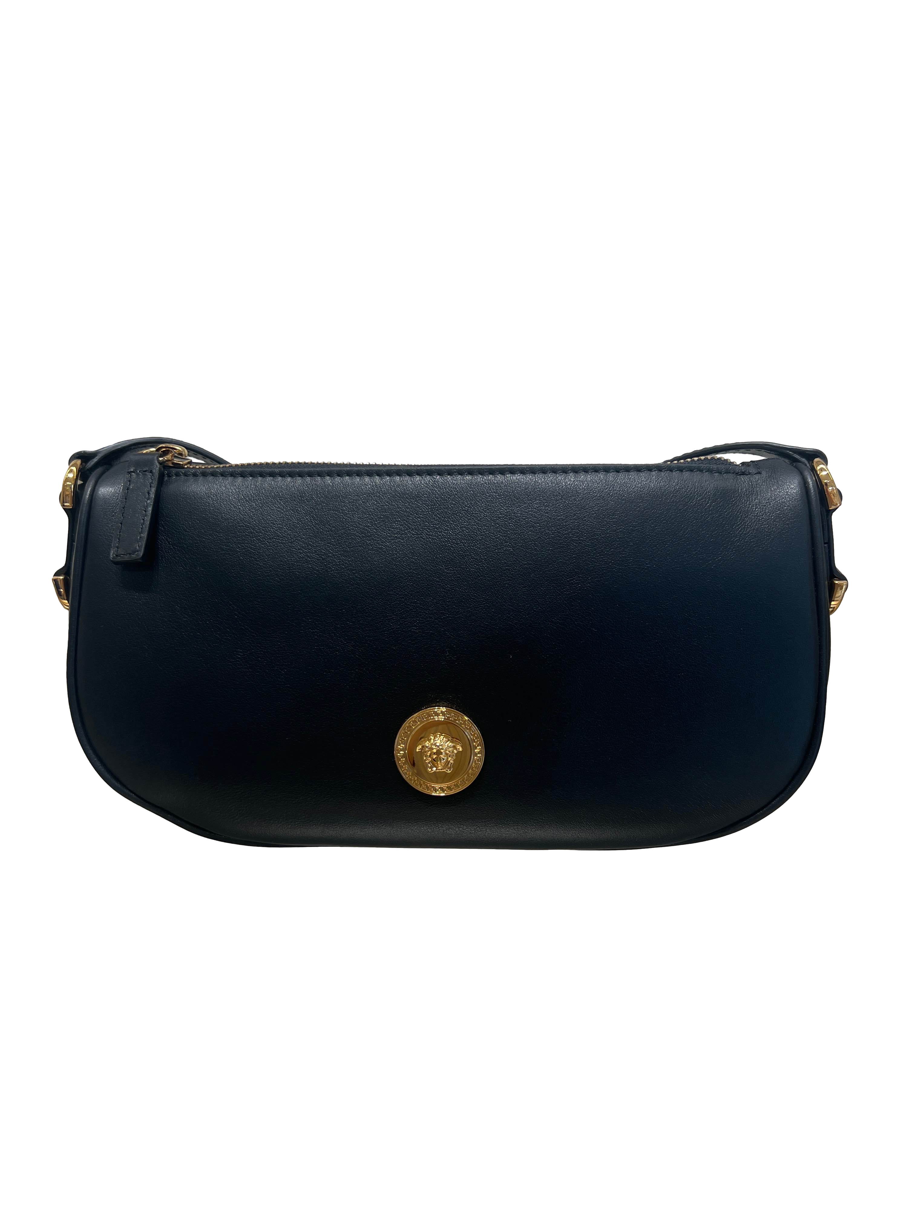【Versace Outlet】Gianni Versace Srl Shoulder Bag Calf Leather + Me  黑
