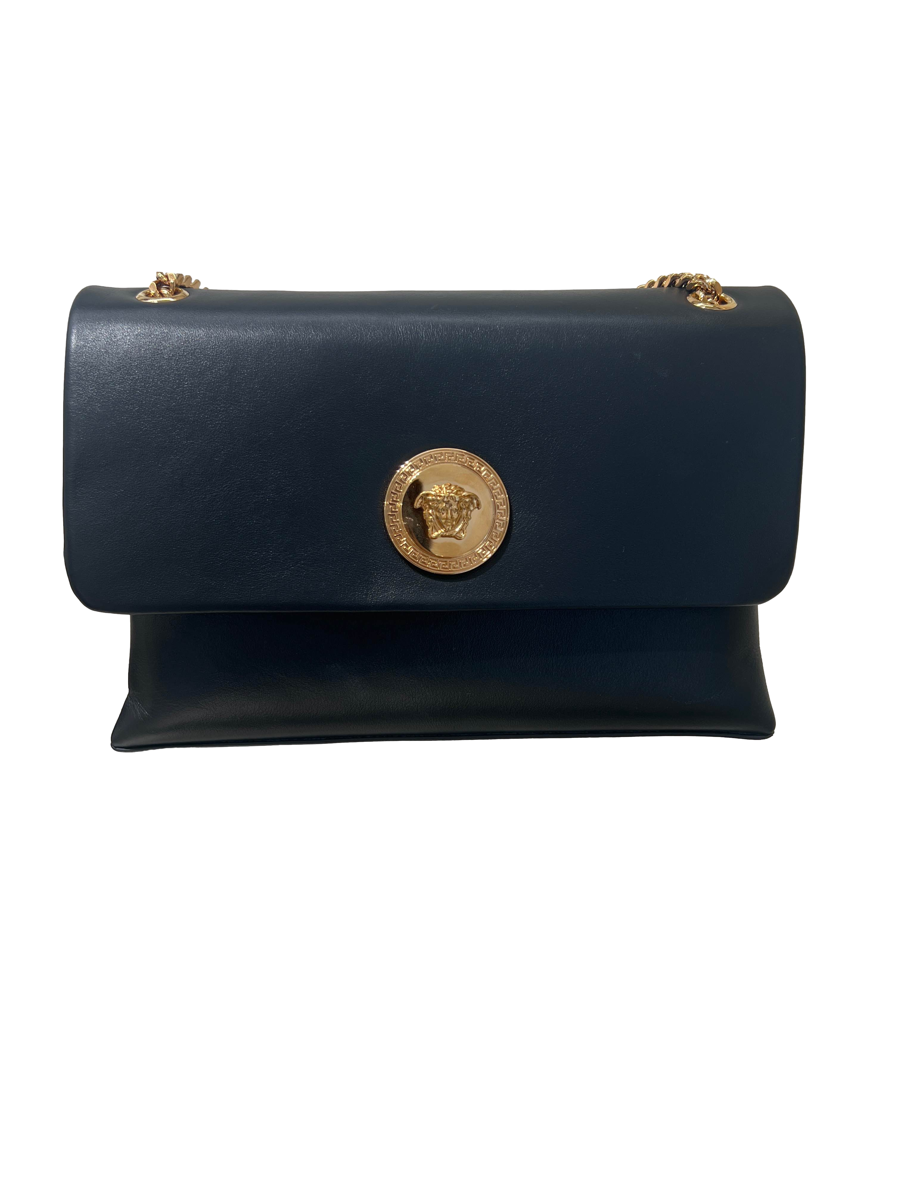 【Versace Outlet】Gianni Versace Srl Top Handle Calf Leather + Meta  黑