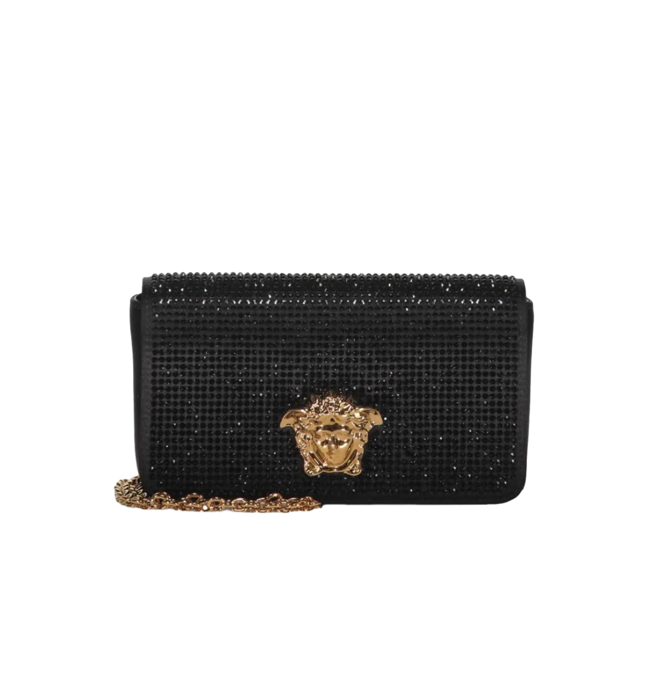 【Versace Outlet】Wallet On Chain Fabric+ Strass  黑
