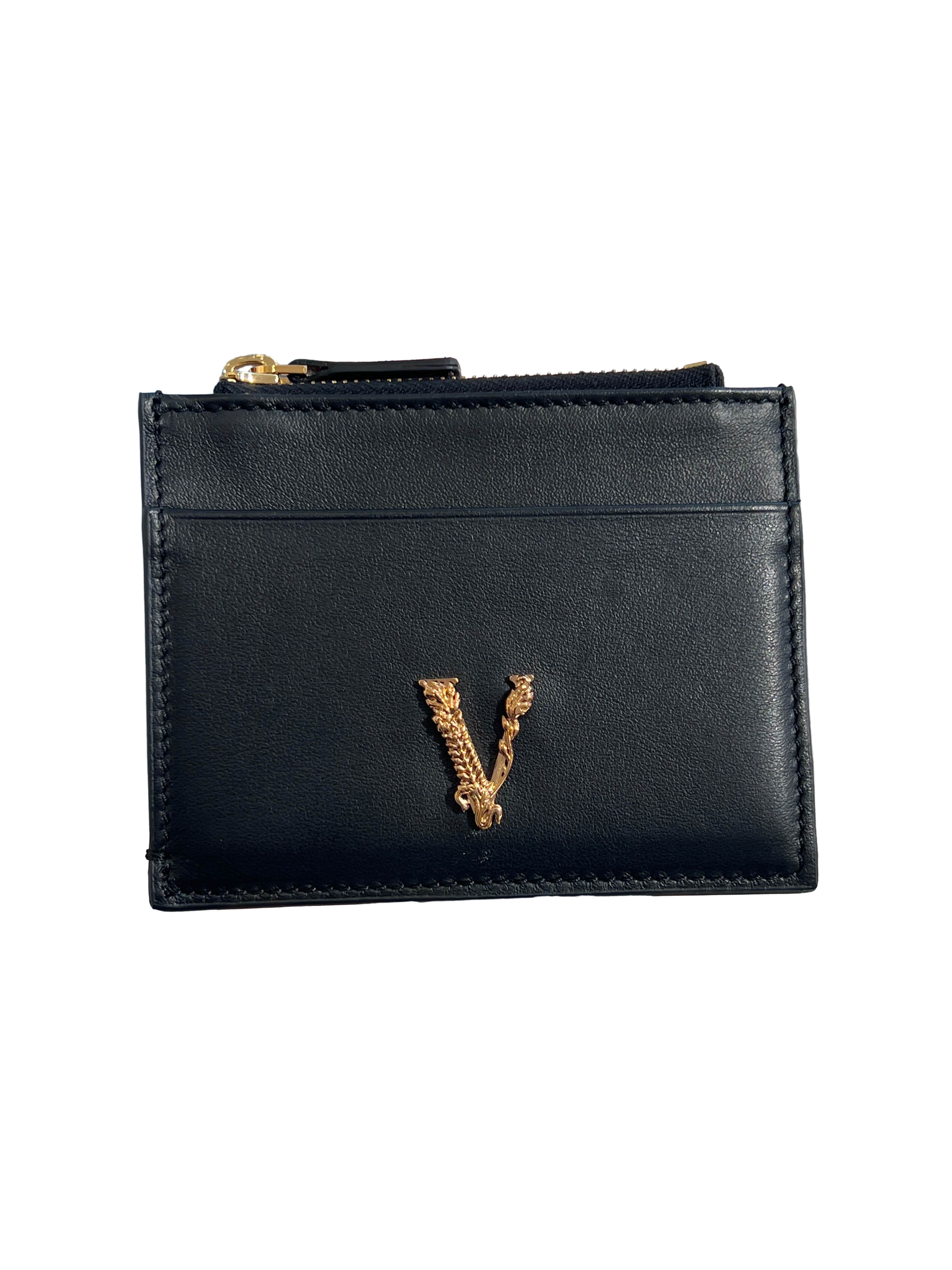 【Versace Outlet】Card Case Calf Leather  黑