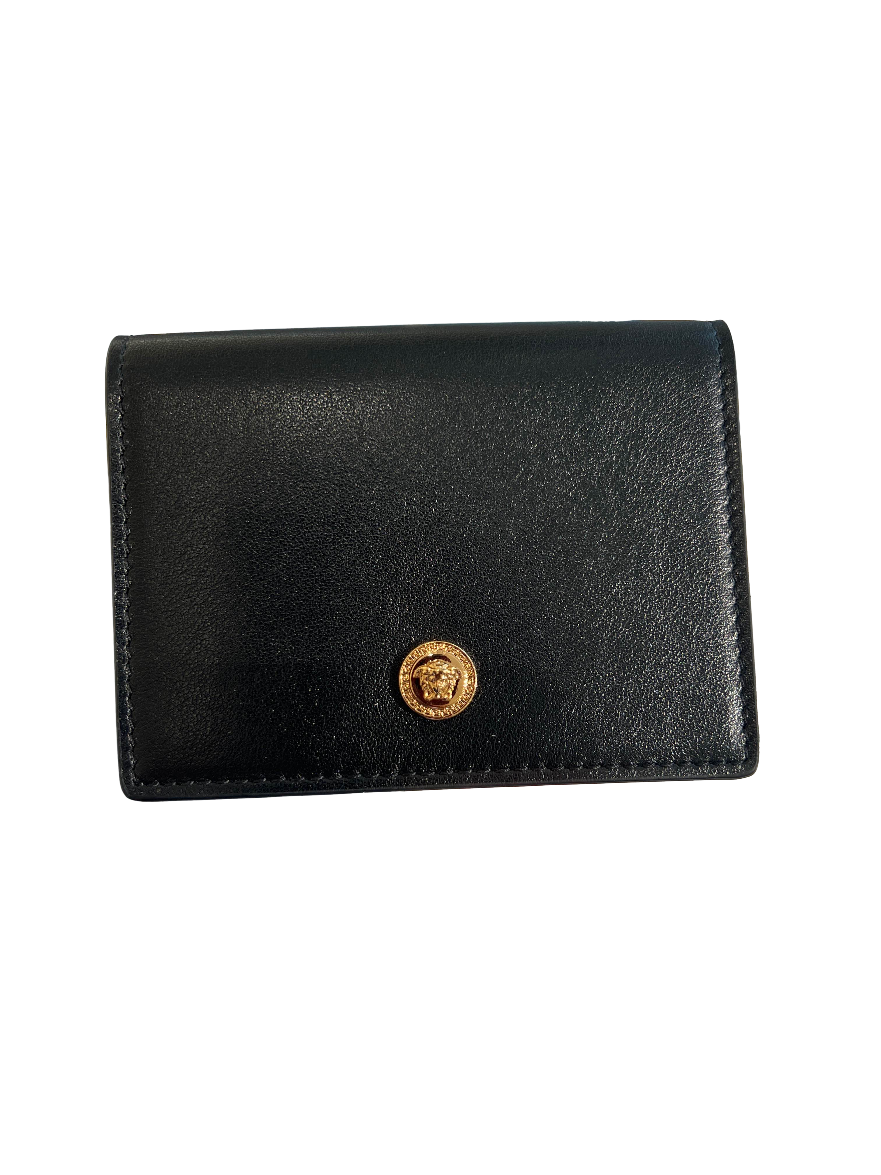 【Versace Outlet】Trifold Calf Leather  黑