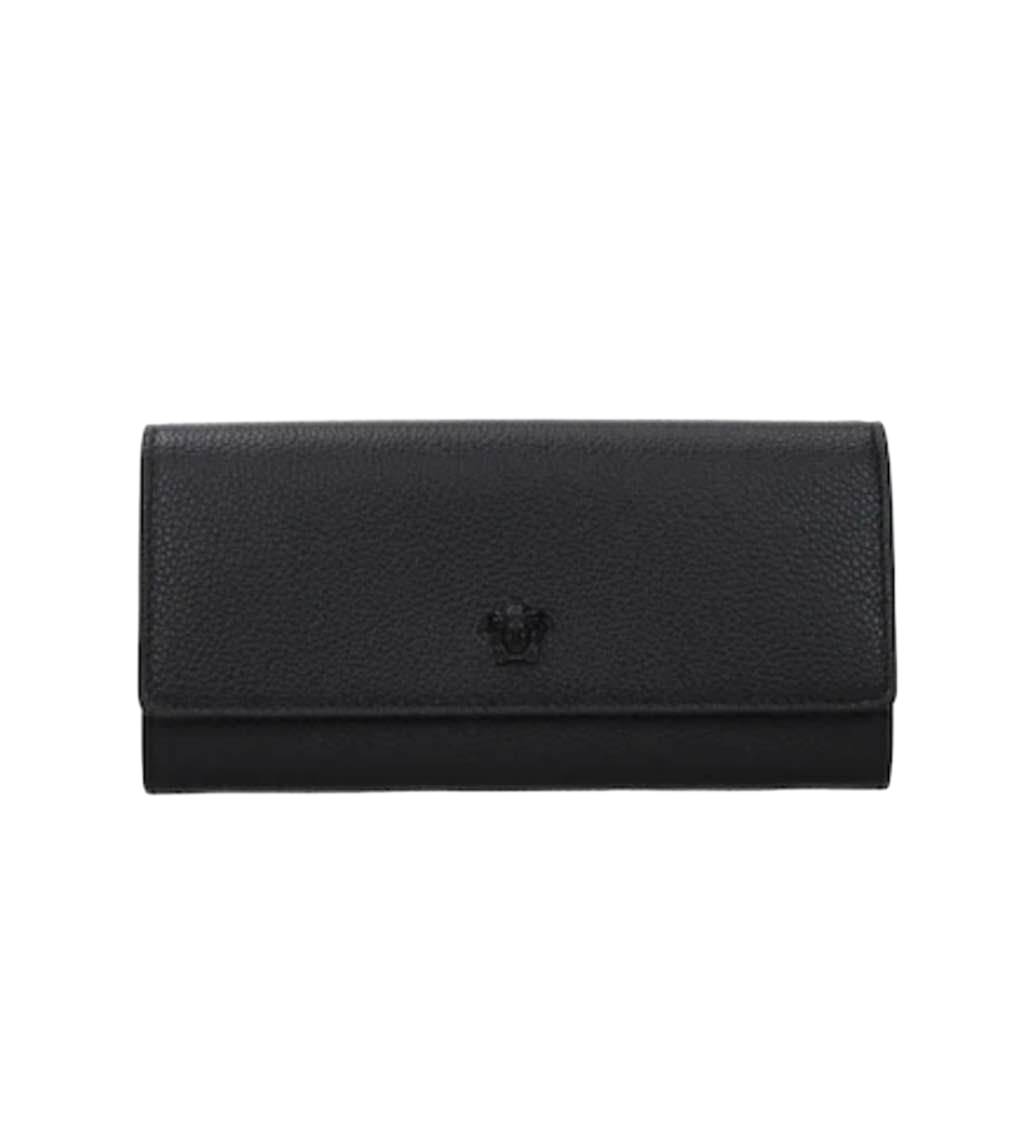 【Versace Outlet】Long Wallet Calf Leather  黑