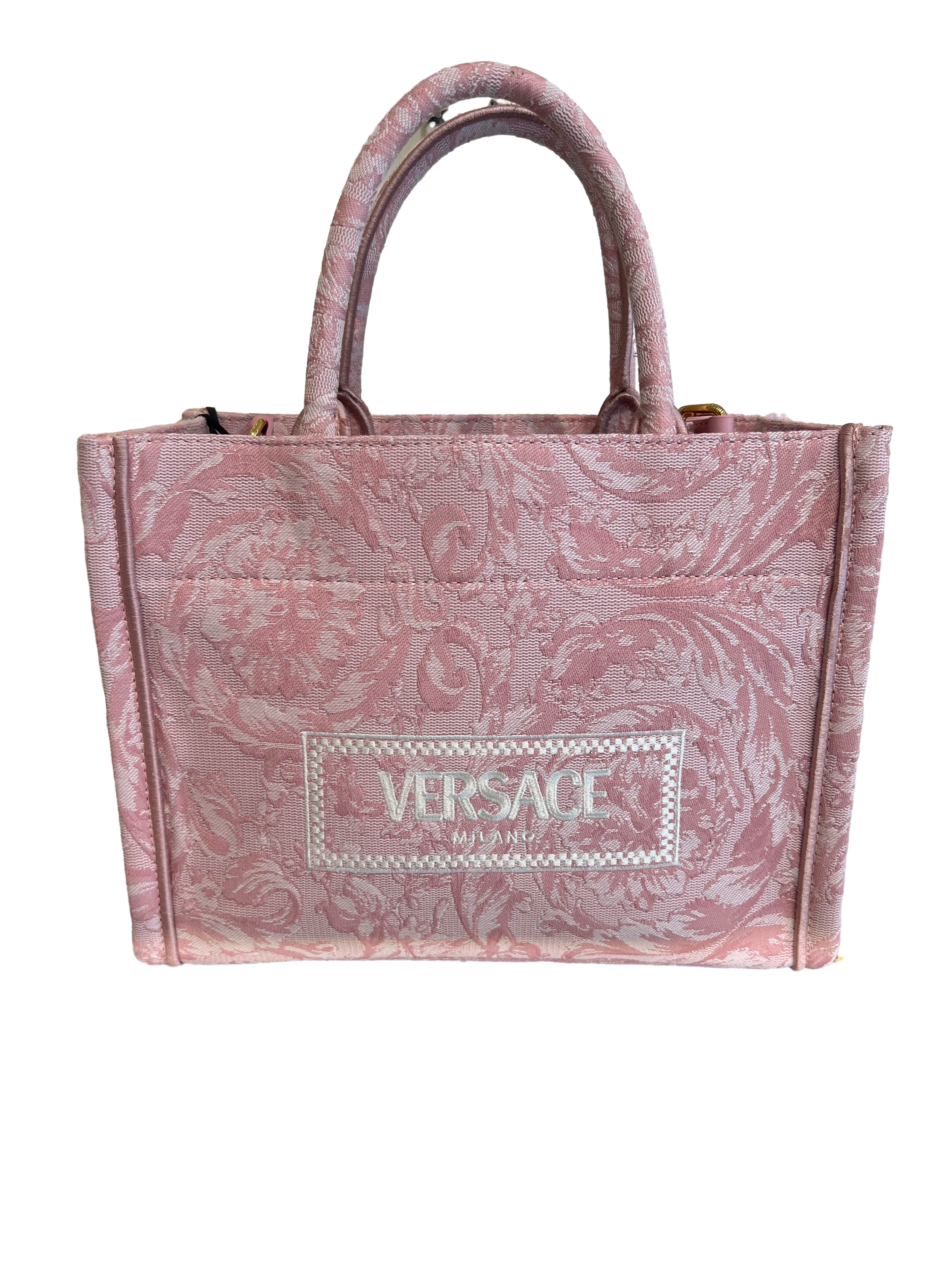 【Versace Outlet】Versace Small Tote Embroidery Jacquard  粉