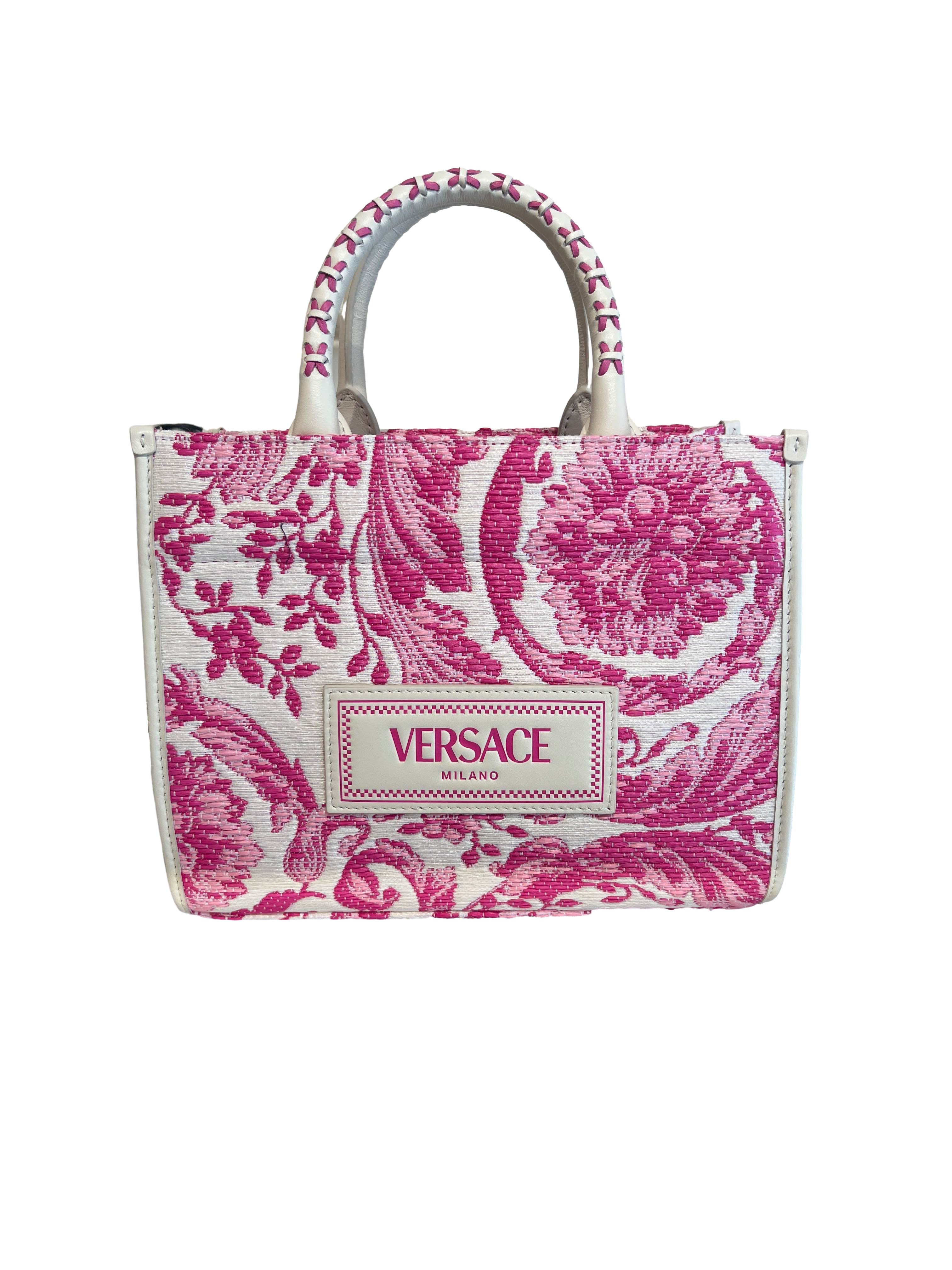 【Versace Outlet】Gianni Versace Srl Small Tote Rafia Barocco+ Calf  花