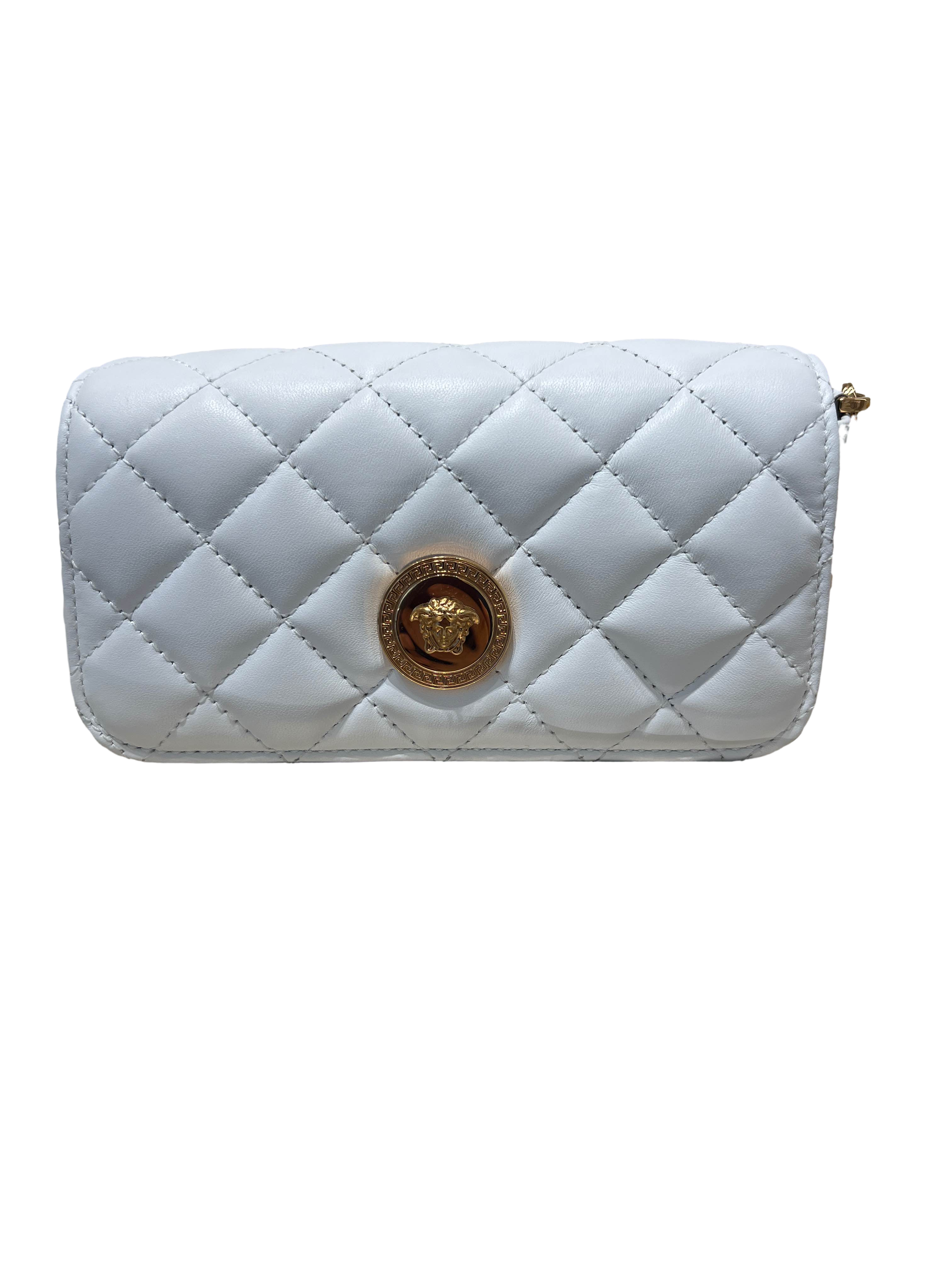 【Versace Outlet】Gianni Versace Srl Mini Shoulder Bag Quilted Lamb  白