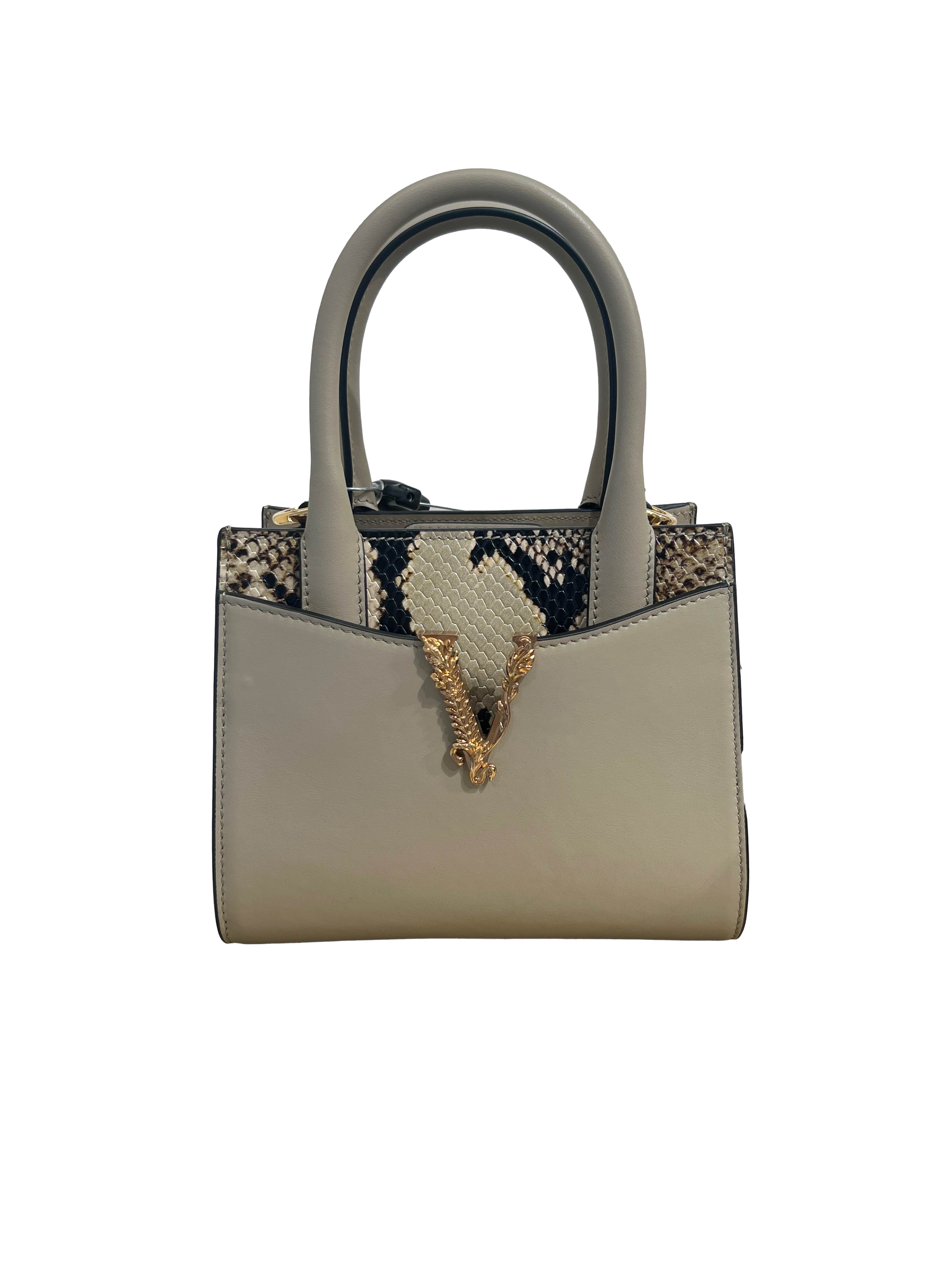 【Versace Outlet】Mini Top Handle Calf Leather  灰