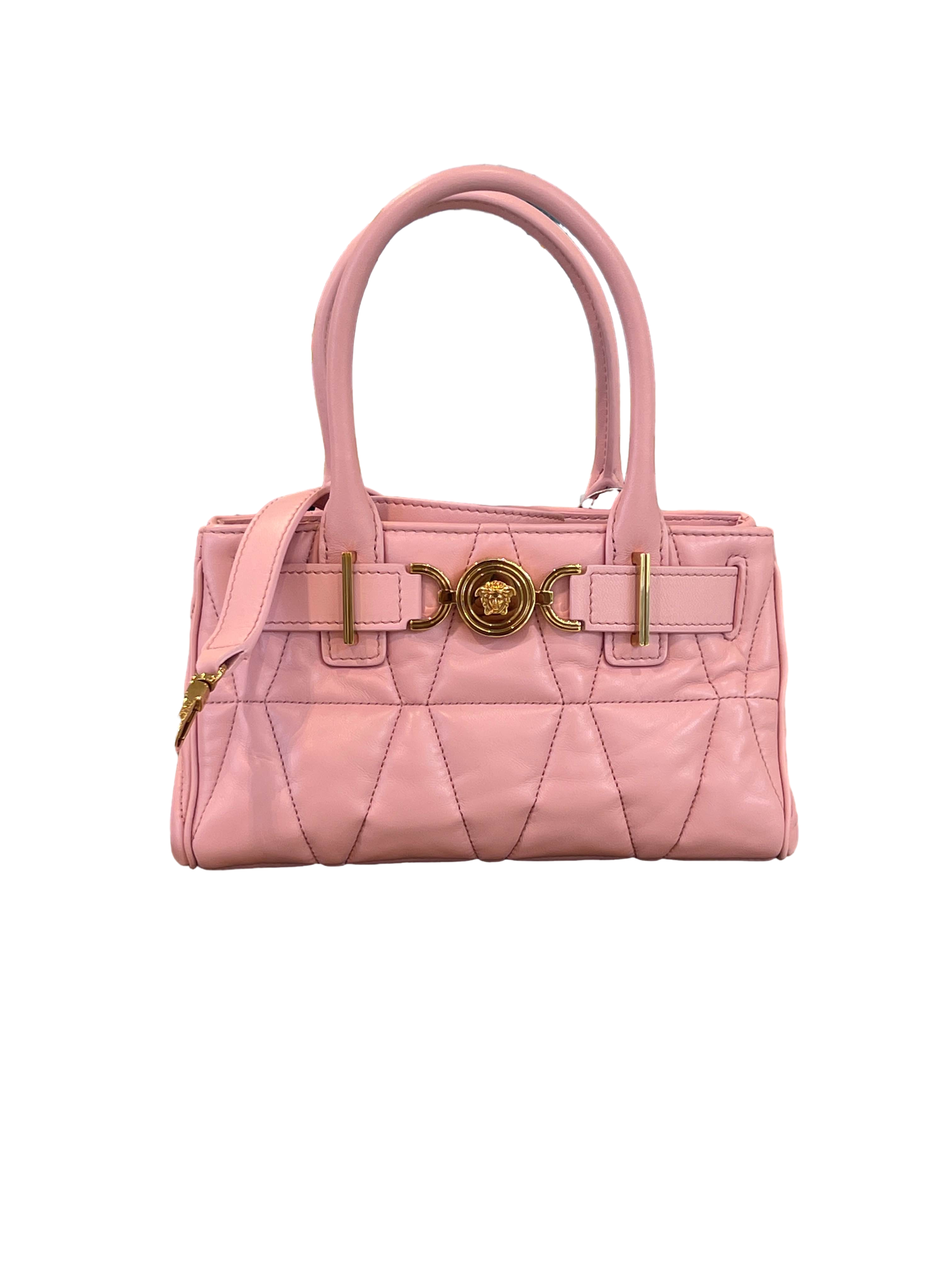 【Versace Outlet】Small Tote Lamb Leather  粉