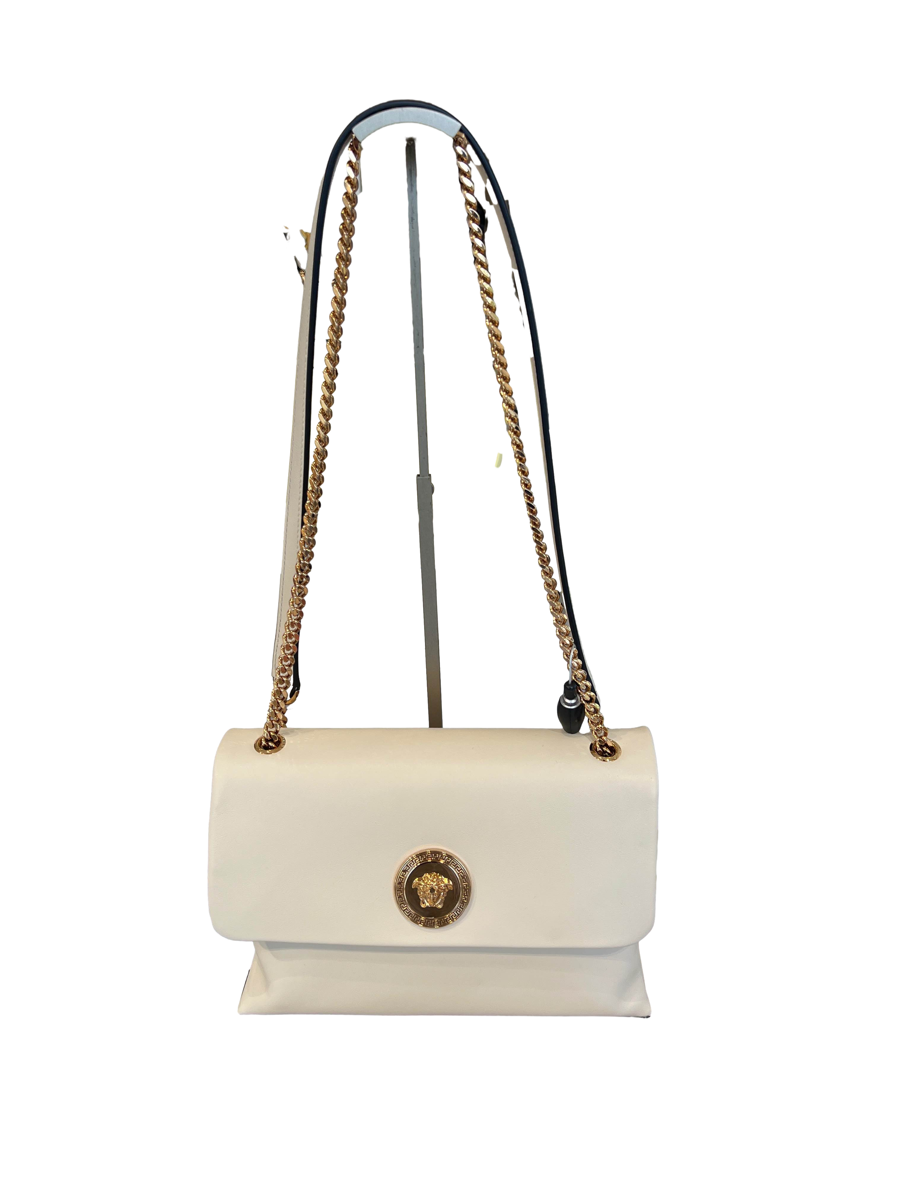 【Versace Outlet】Top Handle Calf Leather + Meta  白