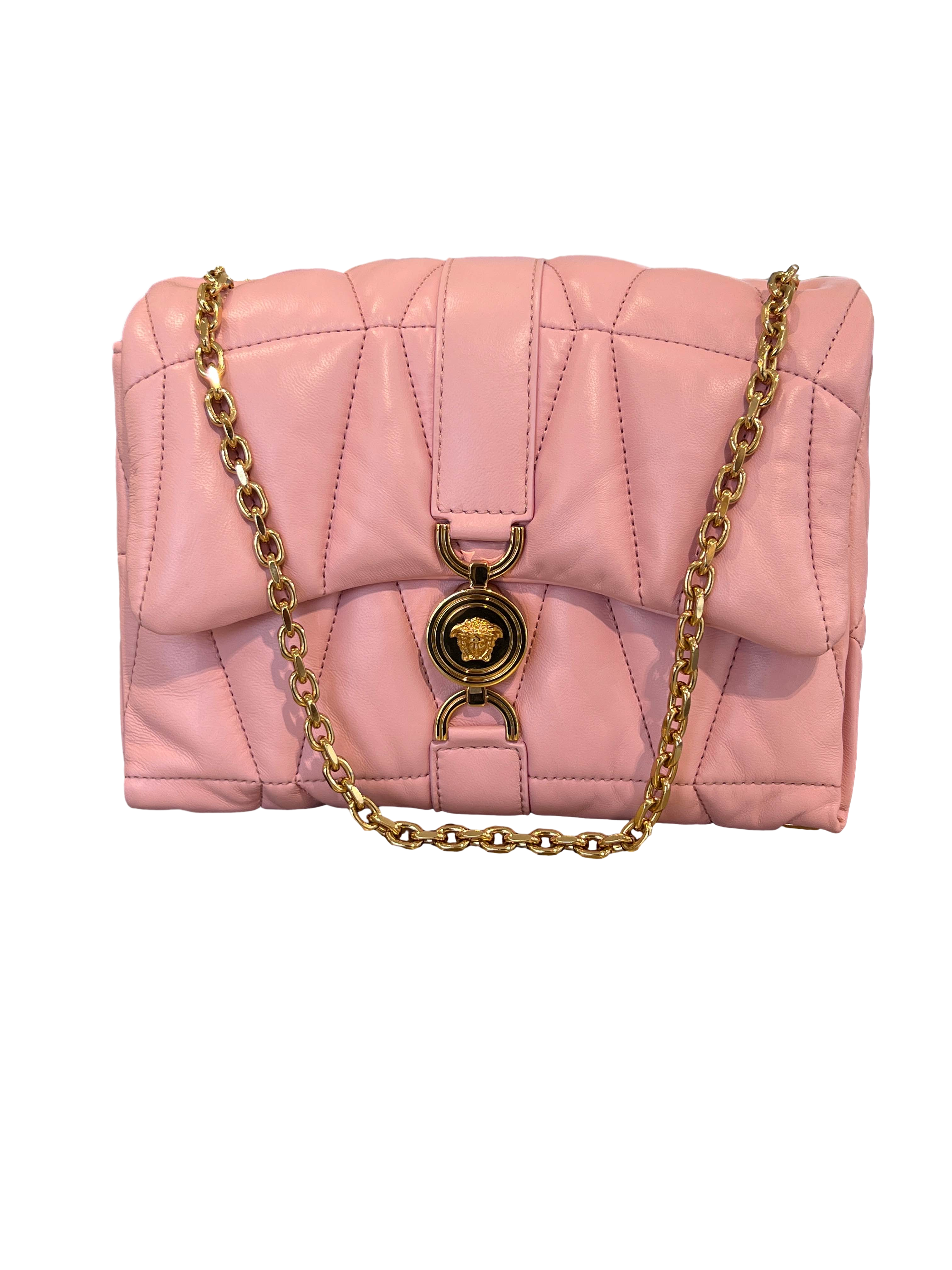 【Versace Outlet】Kleio Shoulder Lamb Leather  粉