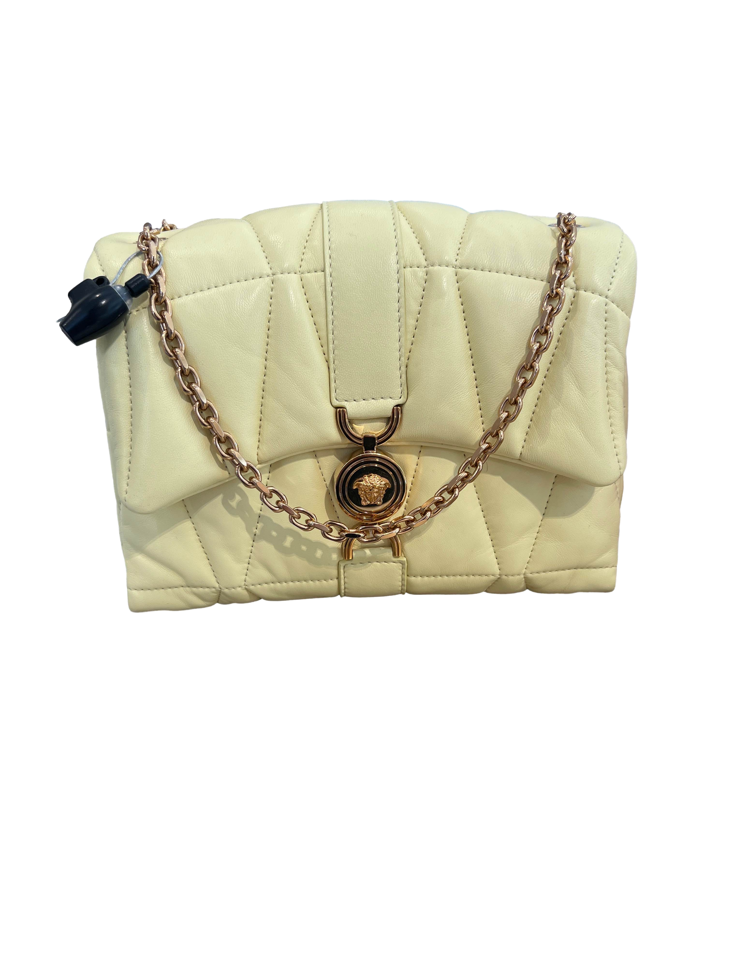 【Versace Outlet】Kleio Shoulder Lamb Leather  黃