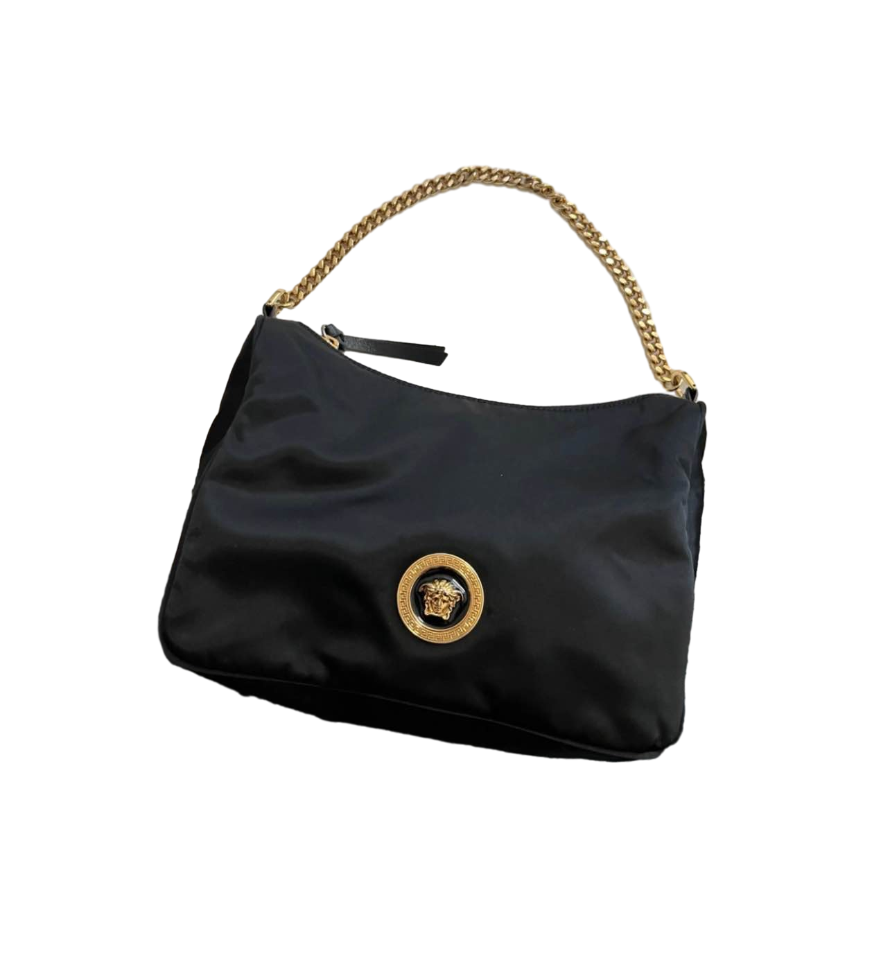 【Versace Outlet】Versace Hobo Bag Fabric+Calf+Enamel Hw  黑