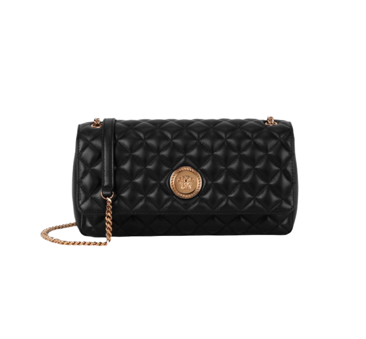 【Versace Outlet】Versace Md Shoulder Bag Quilted Lamb+L  黑