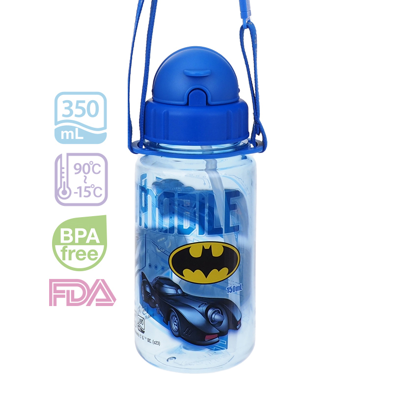 Batman 350ml BPA Free 膠水樽連飲管及頸繩 B1-4980-5
