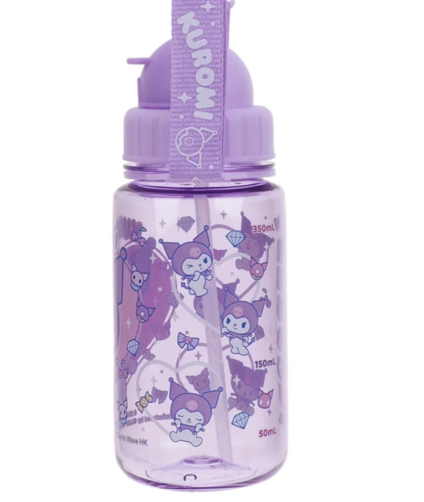 Kuromi 350ml BPA Free 膠水樽連飲管及頸繩 9-4980-41