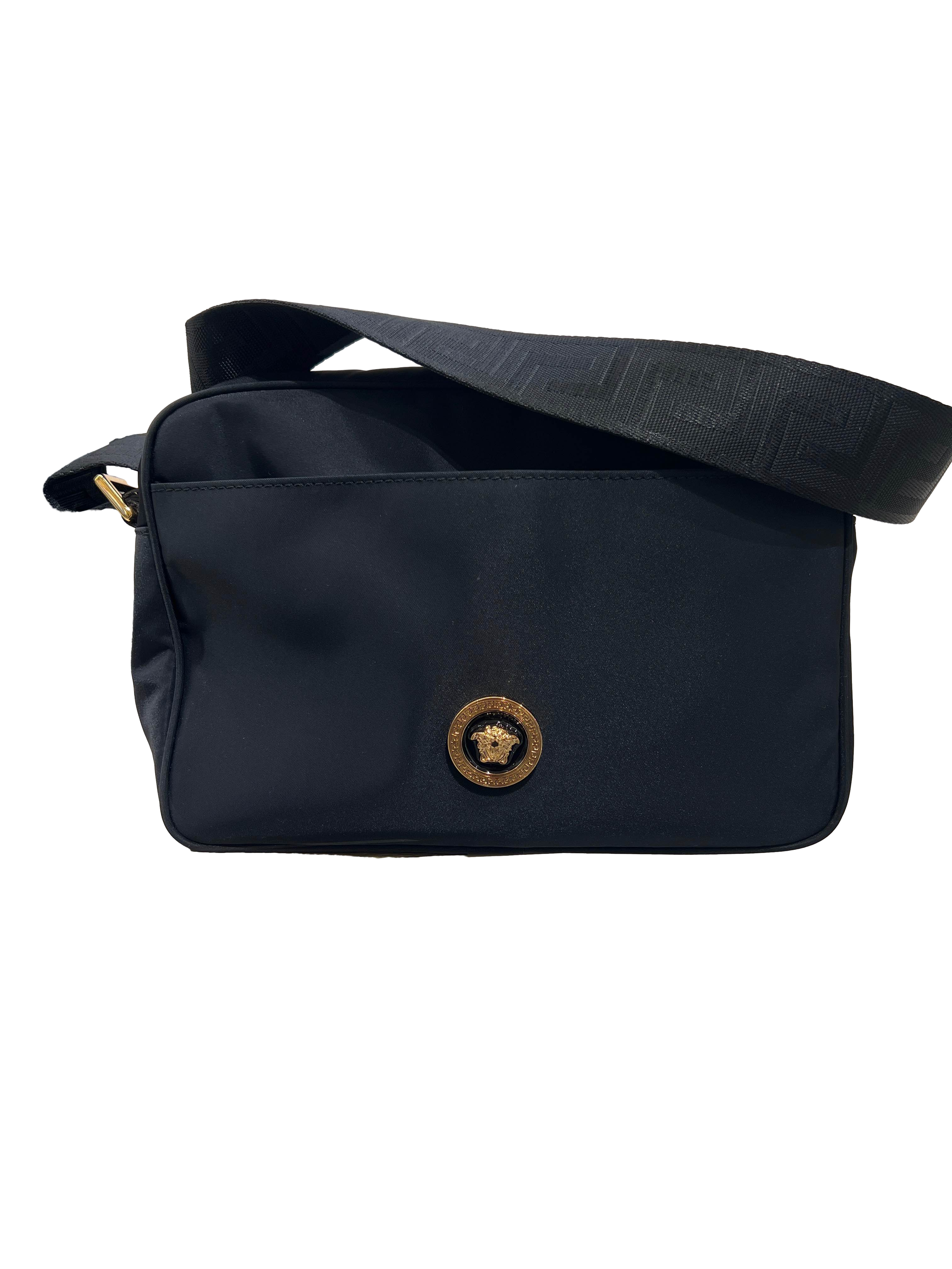【Versace Outlet】Crossbody Fabric+Calf+Enamel H  黑