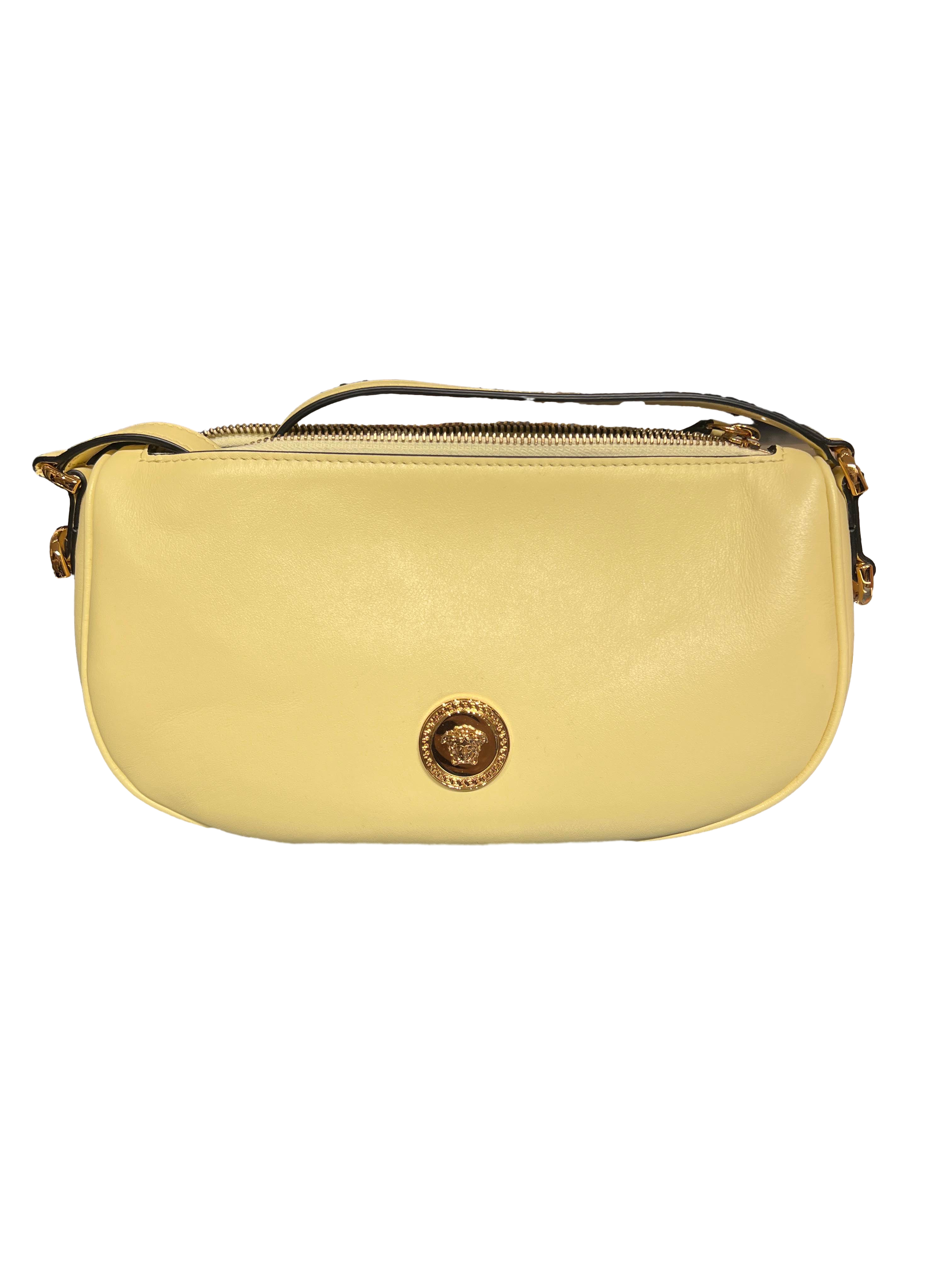 【Versace Outlet】Gianni Versace Srl Shoulder Bag Calf Leather + Me  黃
