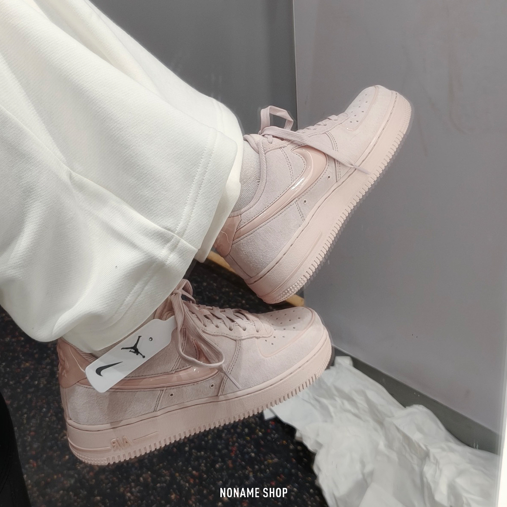 NIKE AIR FORCE 1 AF1 麂皮 浮雕果凍 SWOOSH 復古 玫瑰粉 (女款)