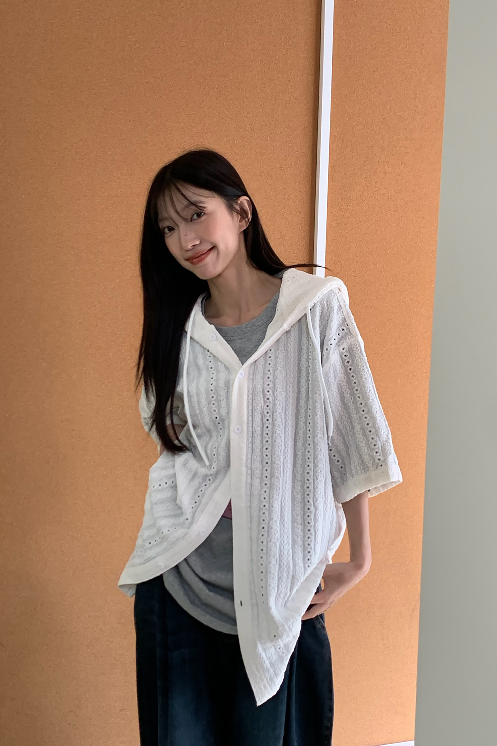 May｜日系花紋連帽排釦上衣