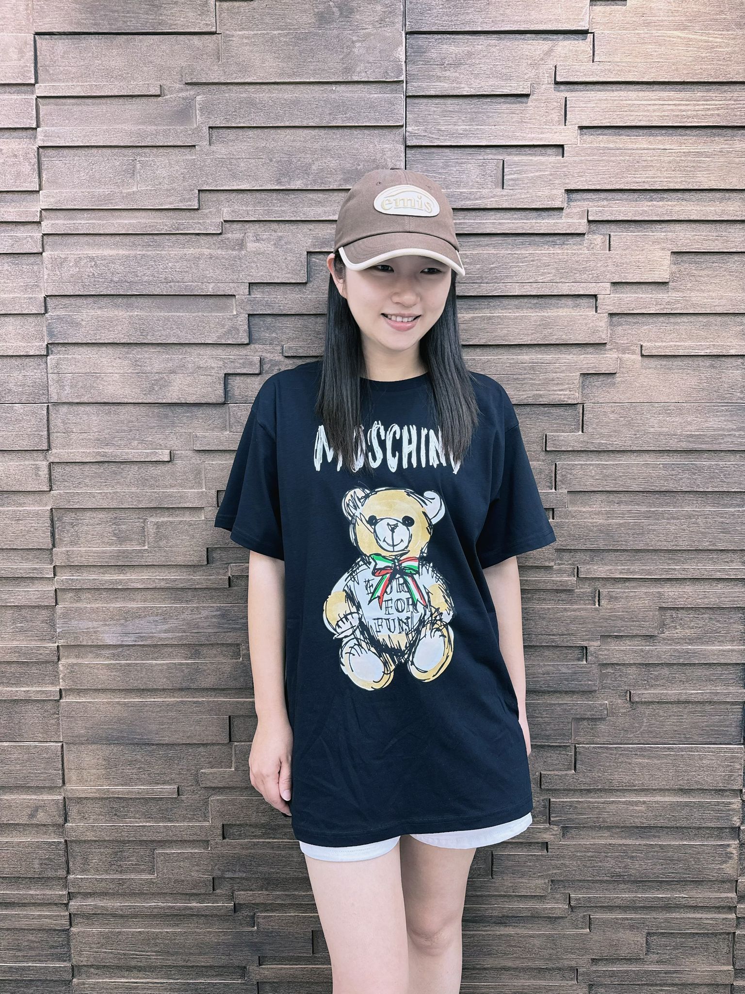 LYS01724 Moschino 潦草字母熊熊短袖Tee - 黑色