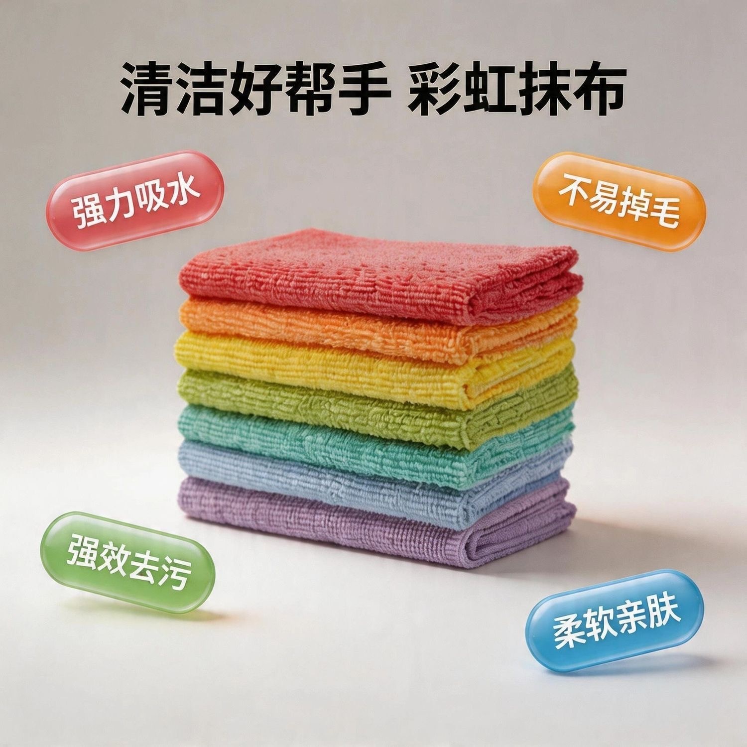 第五期预购 彩虹巾分区10A抗菌吸油抹布 1包7件