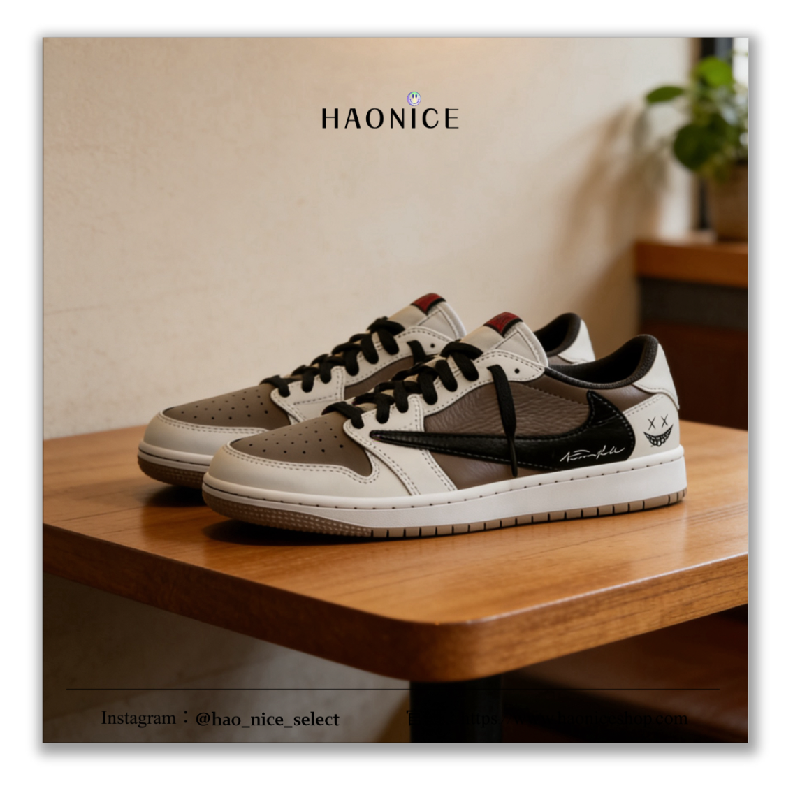 【HAO NICE】客製🎨Air Jordan 1 x Travis Scott 美式街頭 叛逆塗鴉 咖啡倒勾 板鞋 籃球鞋 假一賠十 配合legit 驗貨