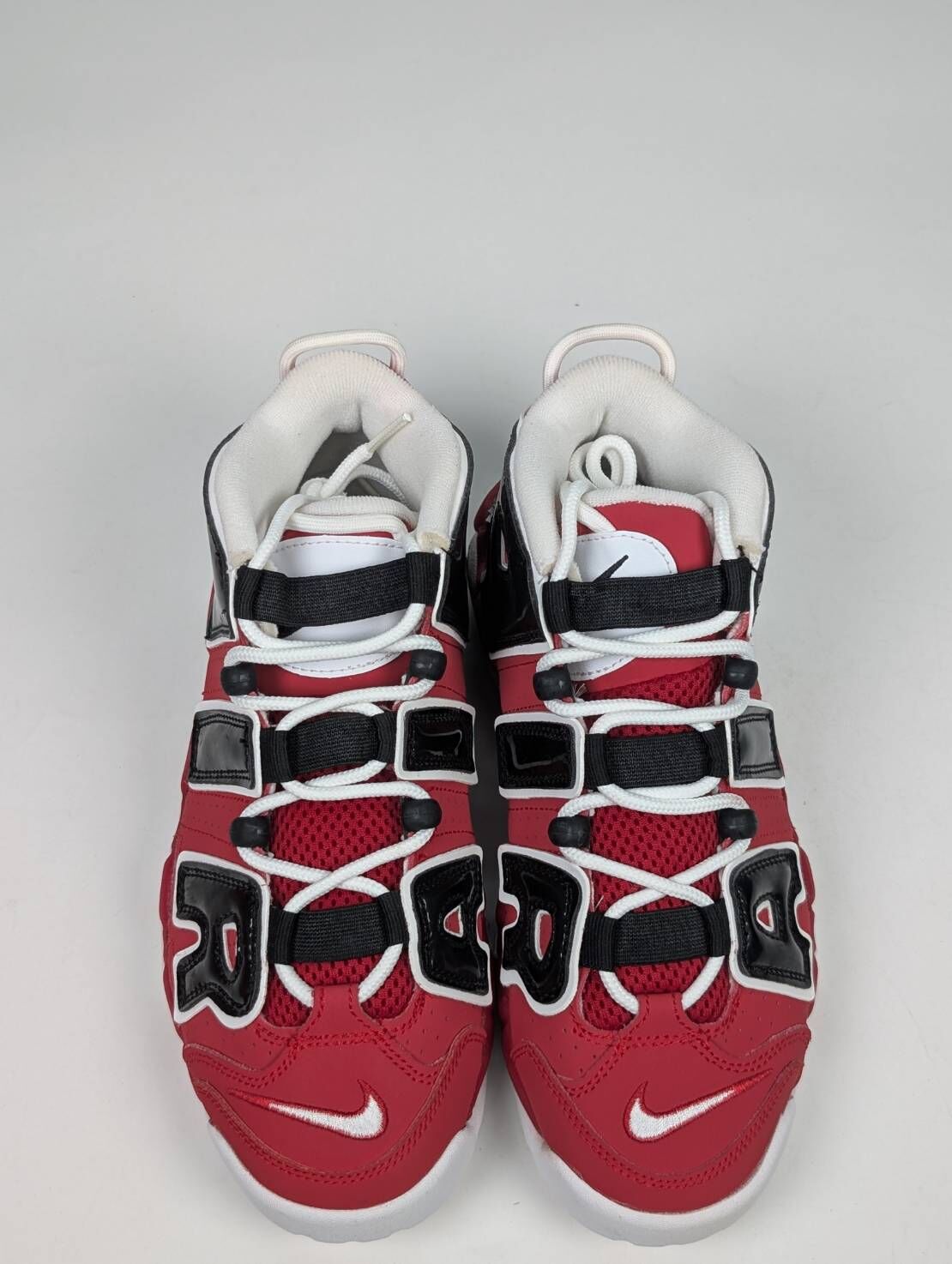 微瑕疵-左右腳中底鞋底泛黃氣墊氧化 415082-600 7Y Nike Air More Uptempo GS 紅黑 大AIR 大童