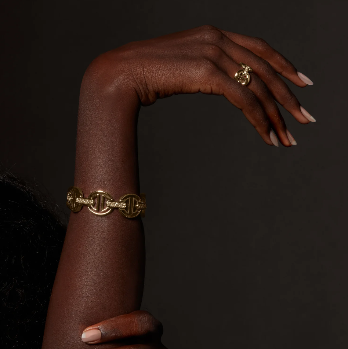HB008D QUAD LINK WITH DIAMOND BRIDGES - 18K GOLD