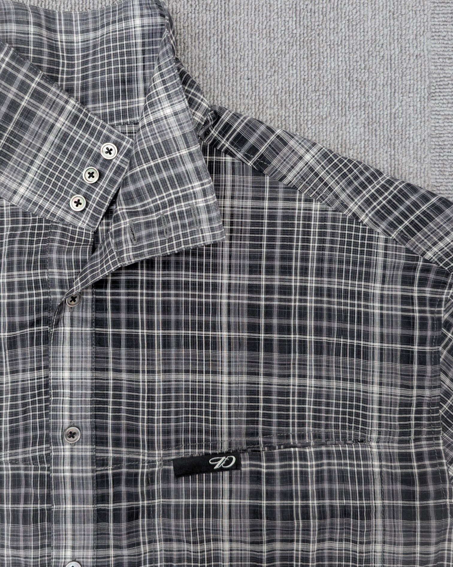 1dyLL｜1DS Sheer-Check Boxy Shirt (Grey Check)