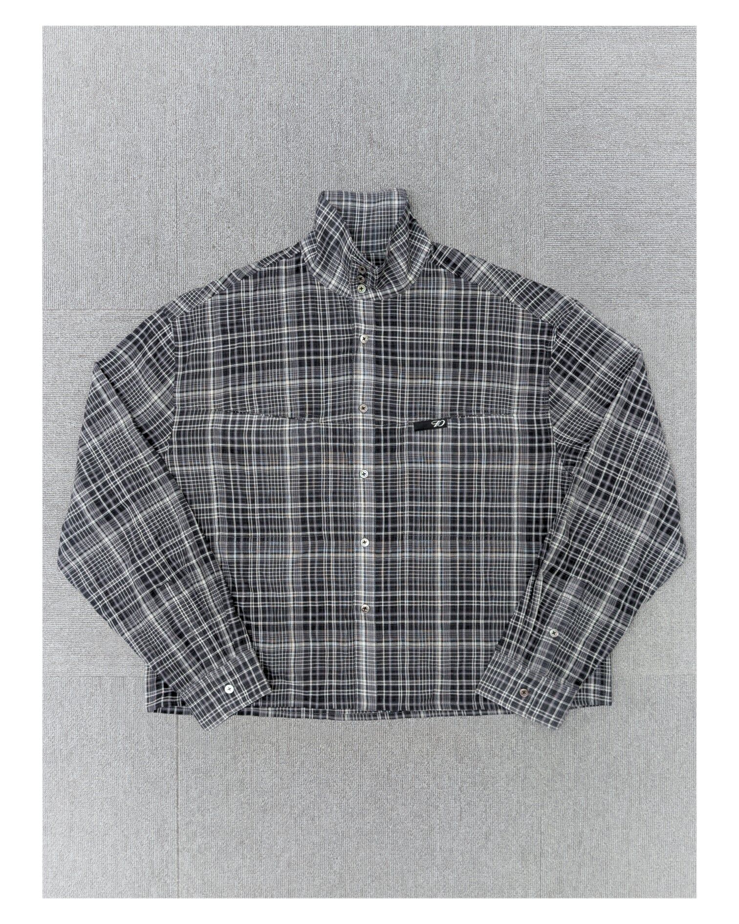 1dyLL｜1DS Sheer-Check Boxy Shirt (Grey Check)