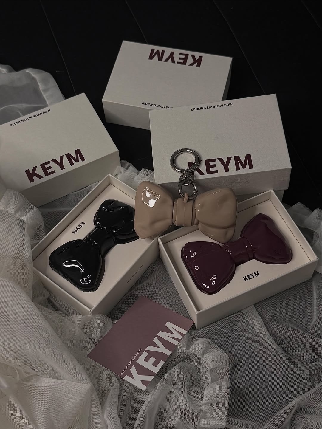 【預購】韓國代購 KEYM Lip Glow Bow 蝴蝶結 鑰匙圈 吊飾 豐盈 水光 唇釉