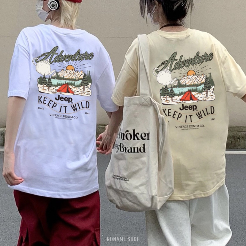 JEEP 純棉 戶外 透氣 湖泊山川 露營風 短袖 六色 (男款)