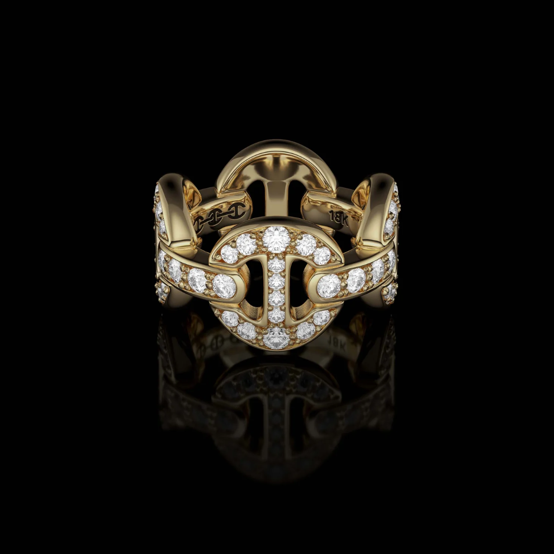 HB008D QUAD LINK ANTIQUATED - 18K GOLD