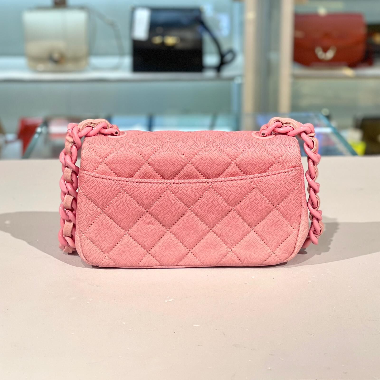 限量版!!!全新CHANEL CF20 粉色漸變荔枝皮琺瑯CC扣@晶片款 #香奈兒包 #BRAND NEW #香榭站正品