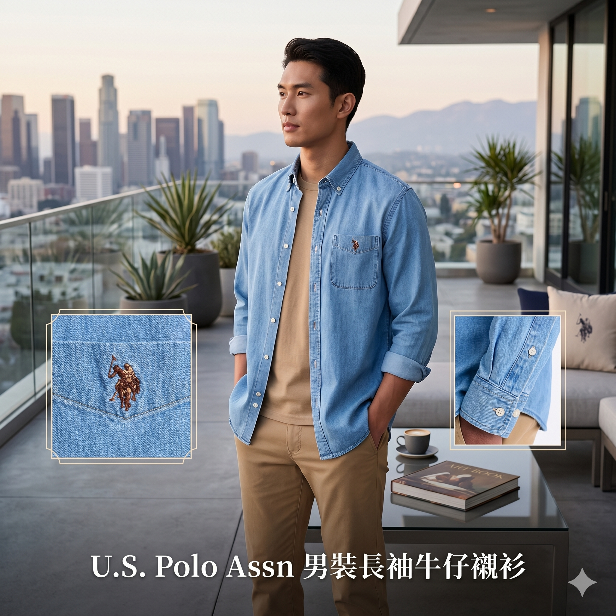 【預購】U.S. Polo Assn  H050912 男裝長袖牛仔襯衫