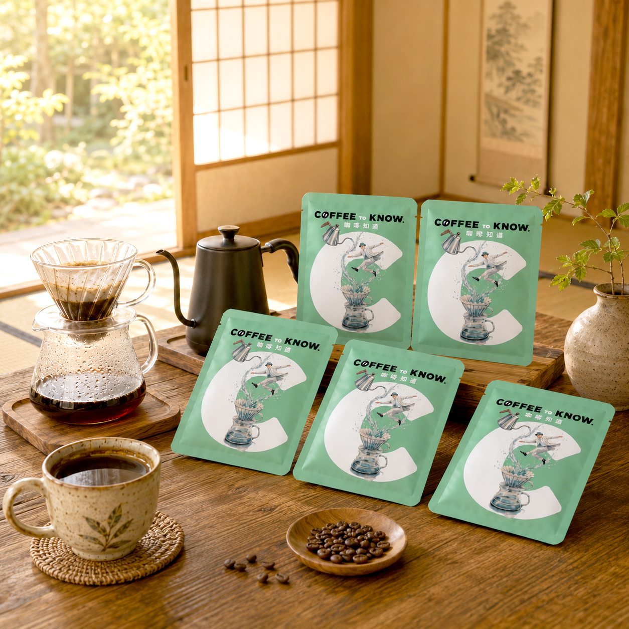 35｜爺爺泡的茶 攜帶式咖啡豆（5入組）中深焙/茶香