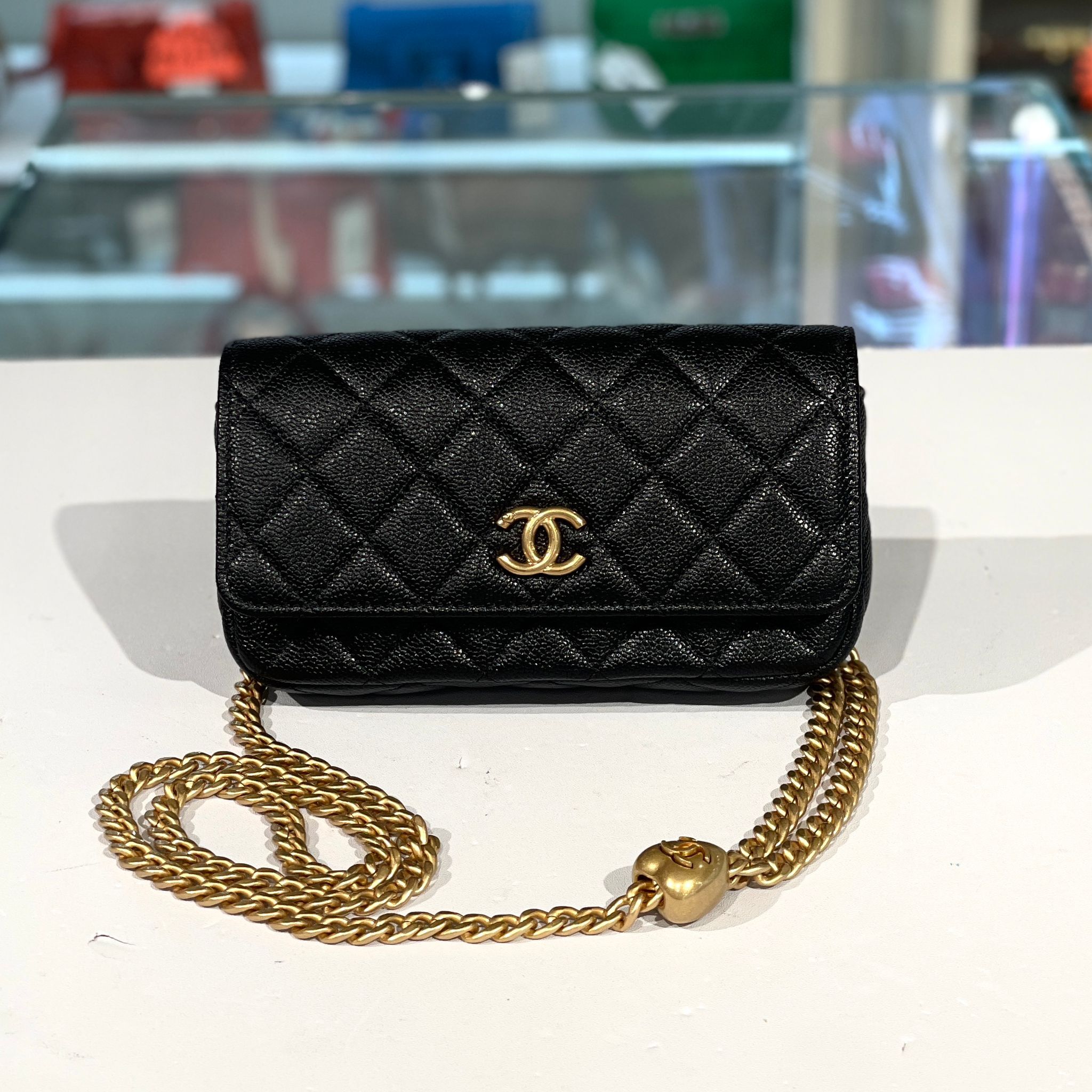 全新CHANEL WAIST BAG BOBY BAG 黑色荔枝皮心型調節金扣@晶片 #香奈兒腰包 #BRAND NEW #香榭站正品