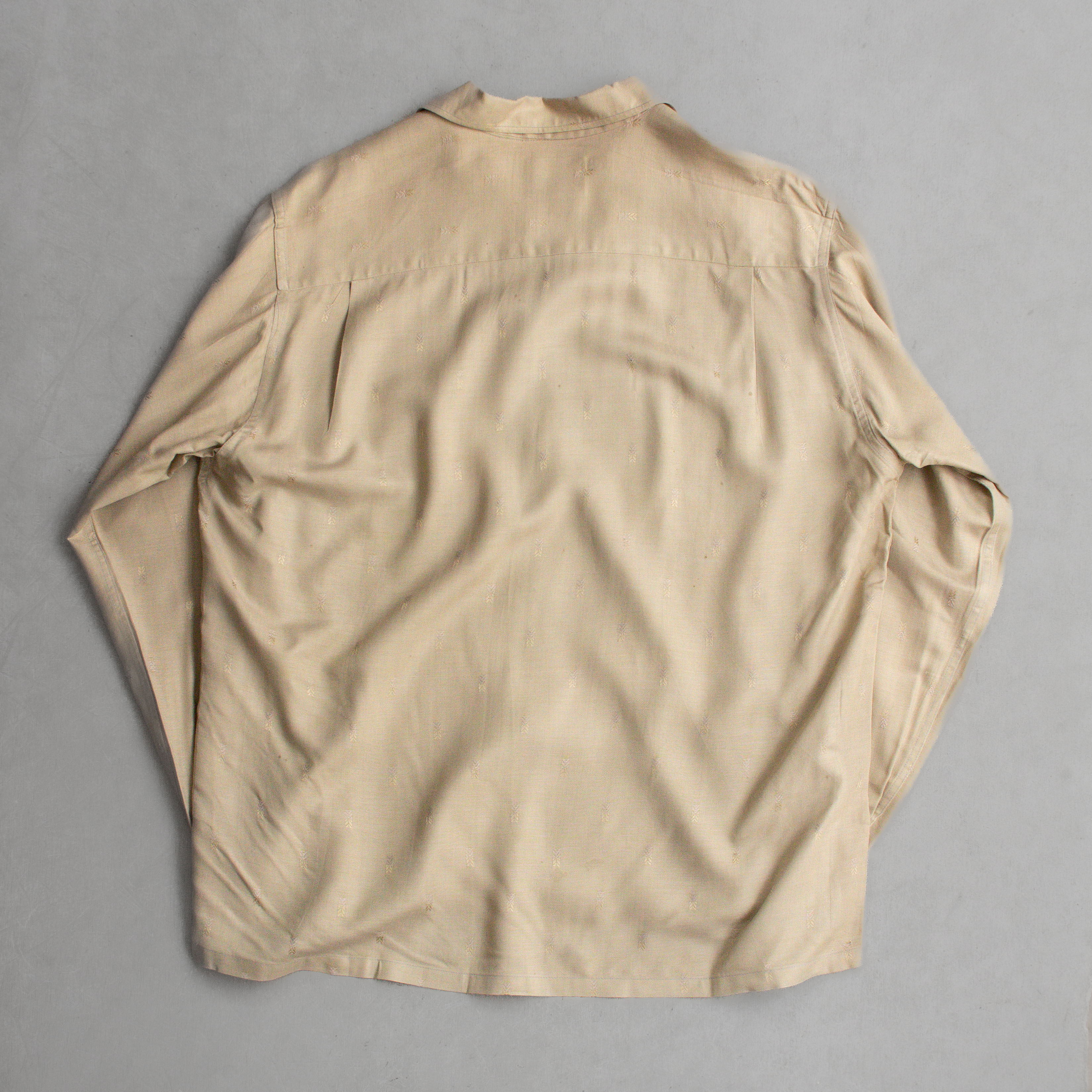60S TOWNCRAFT RAYON OPEN SHIRT 美國製 卡其 嫘縈 開領 長袖 襯衫