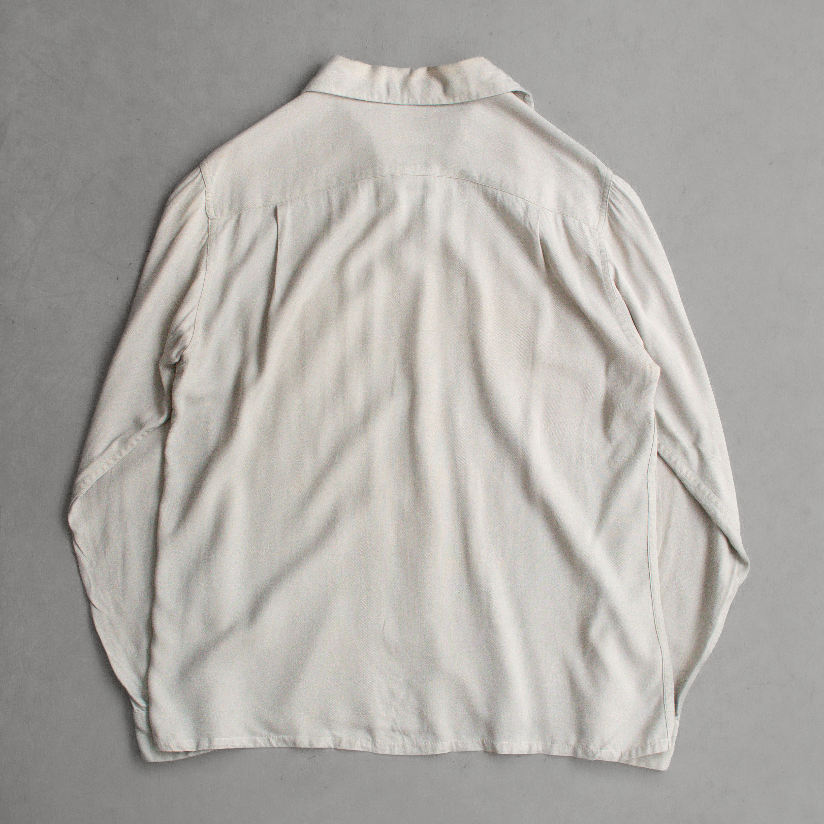 50S GABARDINE RAYON OPEN SHIRT 美國製 灰藍 嫘縈 開領 長袖 襯衫