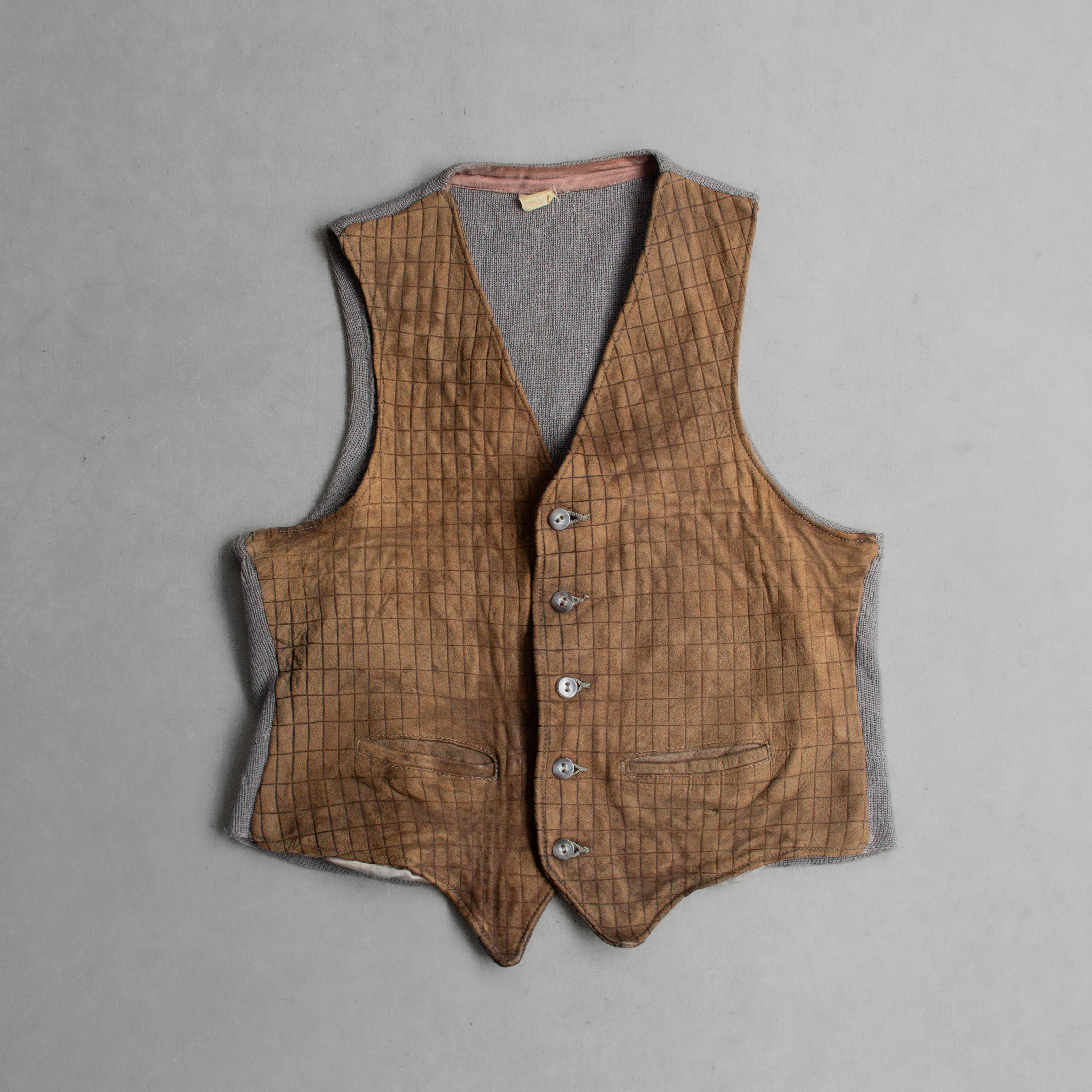 50S LEVIS SUEDE VEST 美國製 駝色 麂皮 格紋 西部 背心