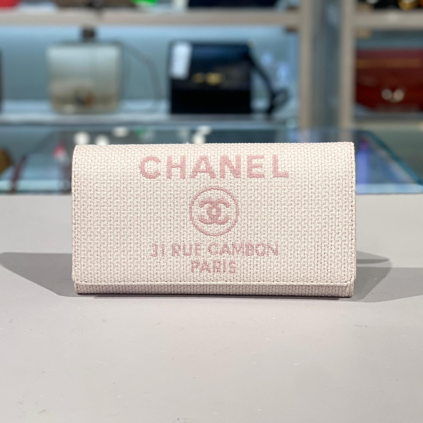 全新未使用品!!!CHANEL LONG WALLET 粉色編織CC LOGO@220開 #香奈兒長銀包 #香榭站正品