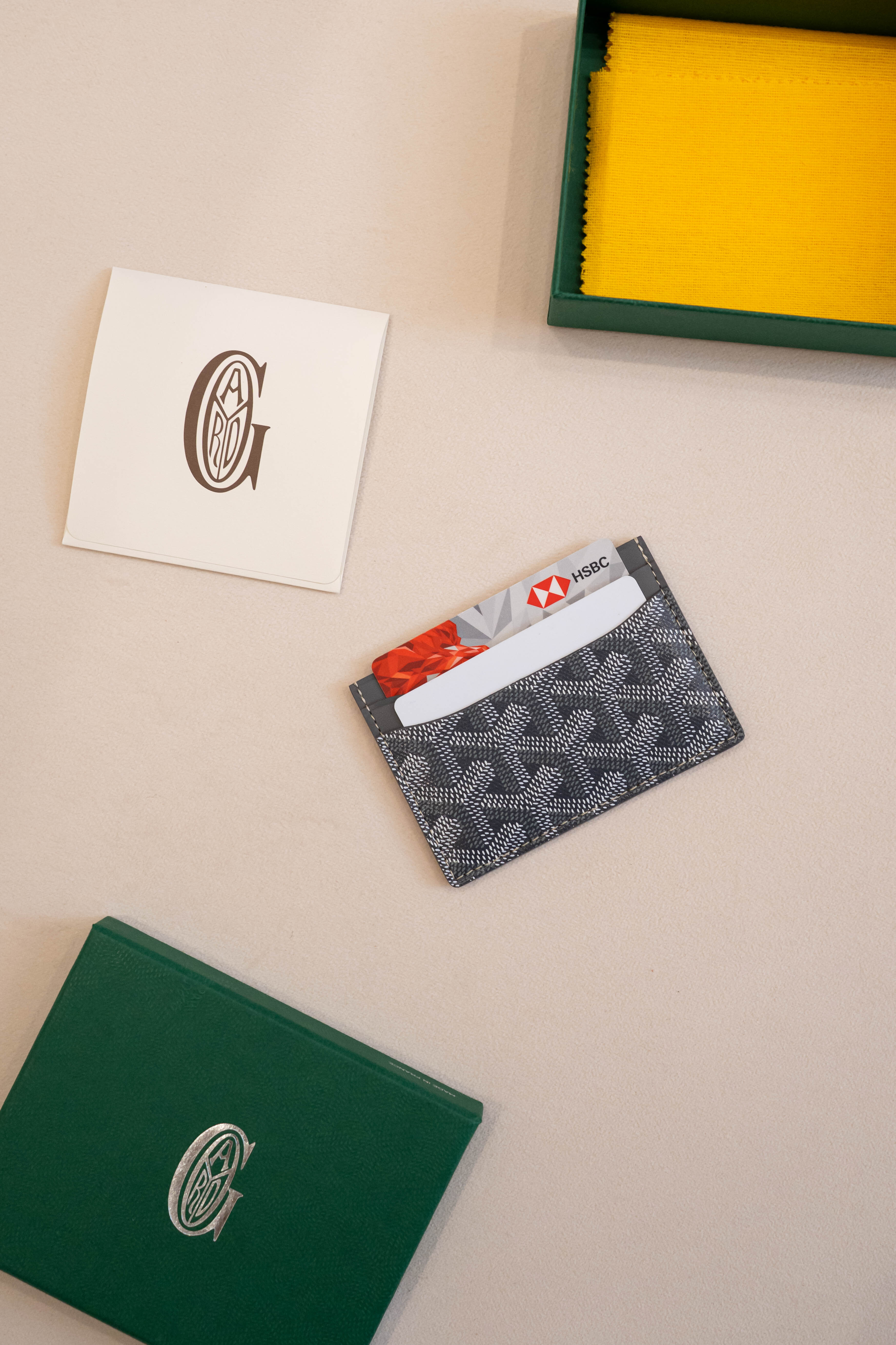 Goyard Saint-Sulpice Cardholder 灰色帆布拼小牛皮 卡包