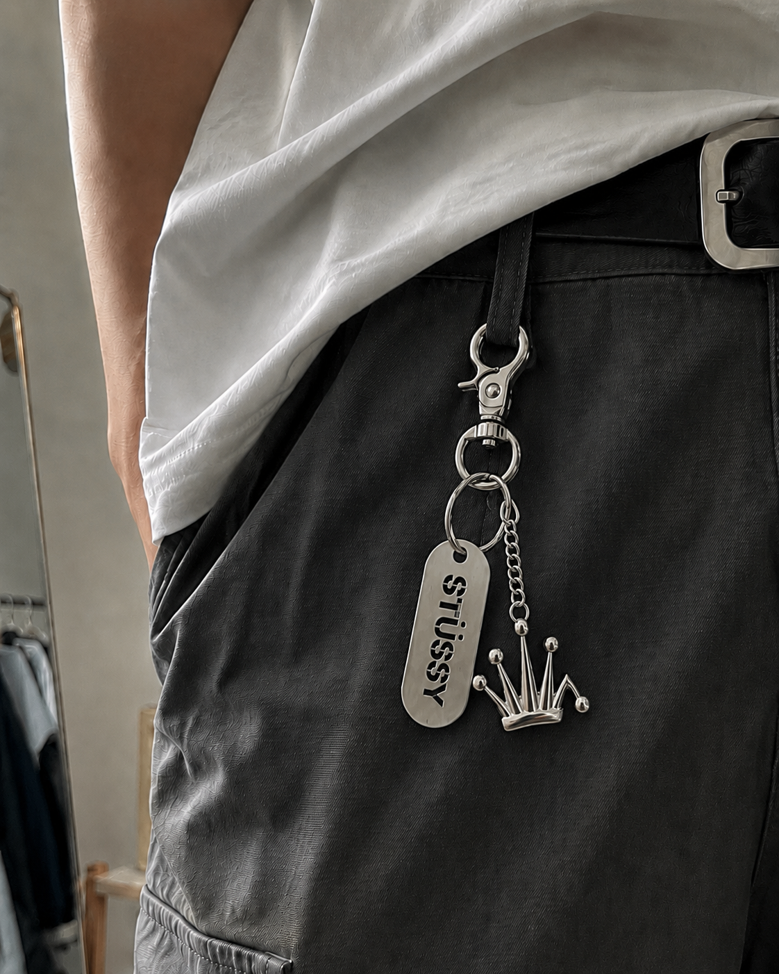<現貨-經典絕版品補貨啦!!>STUSSY METAL TAG KEYCHAIN 經典 軍牌 簍空 字母 鑰匙圈 吊飾 138959