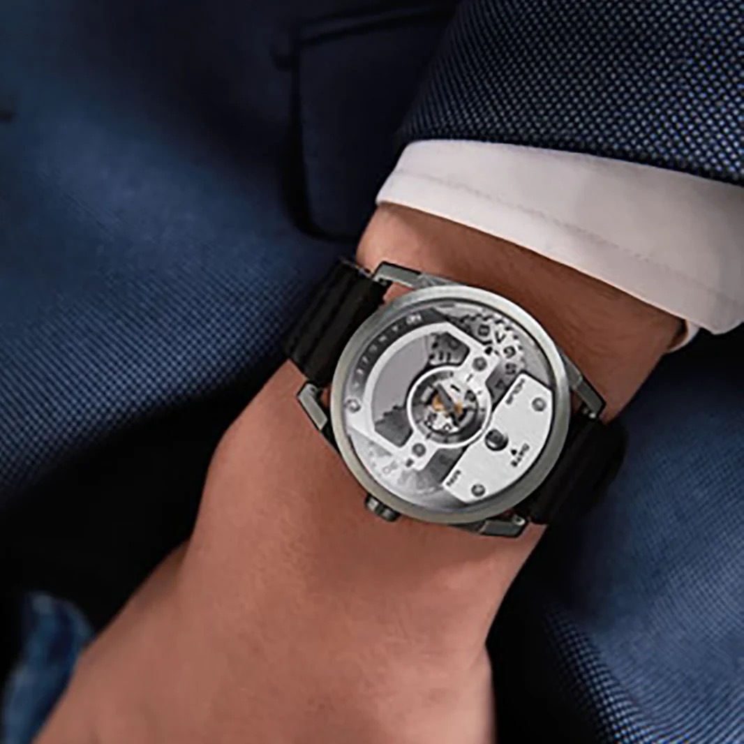 DiscOne Raw Steel (with black leather strap)