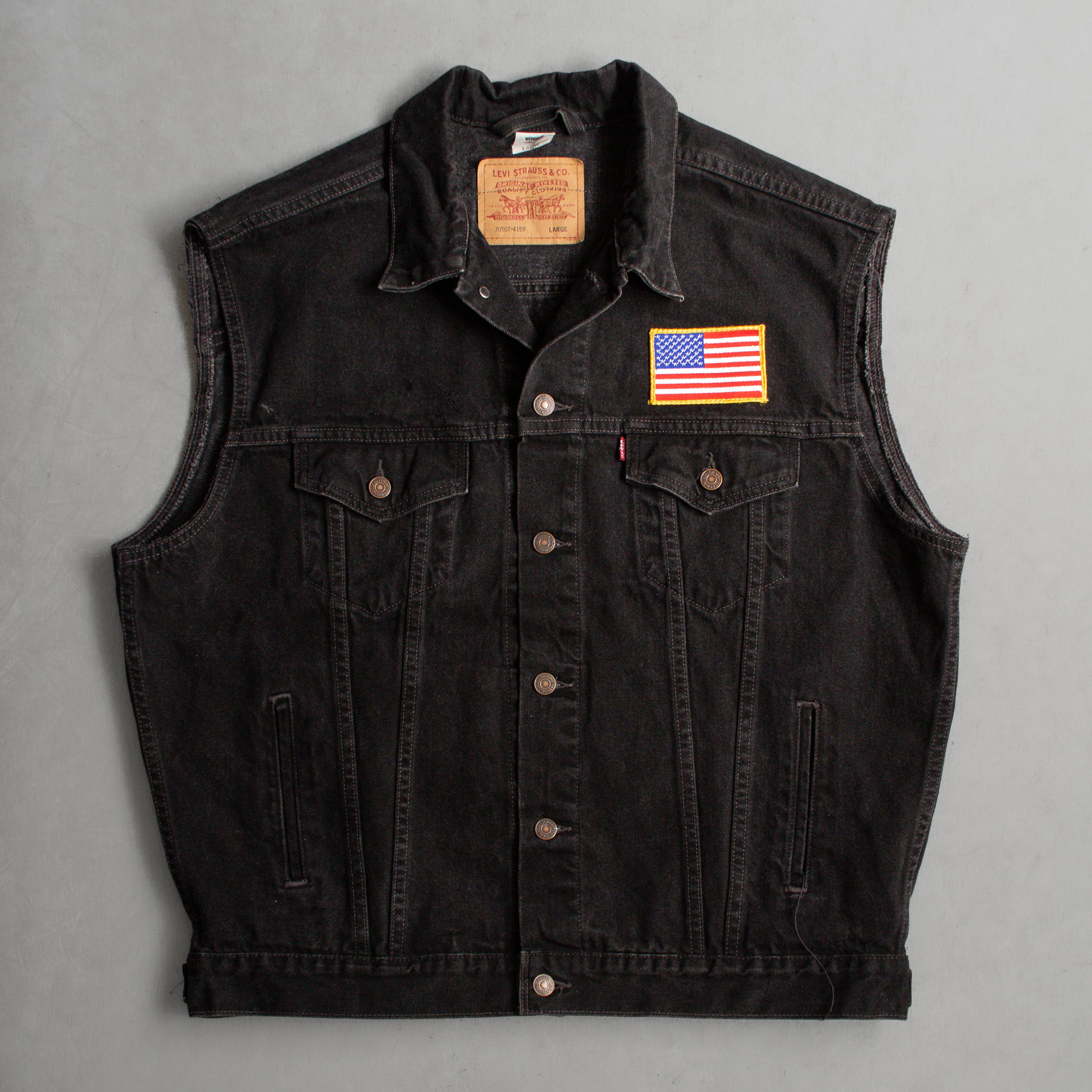 90S LEVIS BLACK DENIM VEST 美國製 黑色 丹寧 外套 無袖 背心