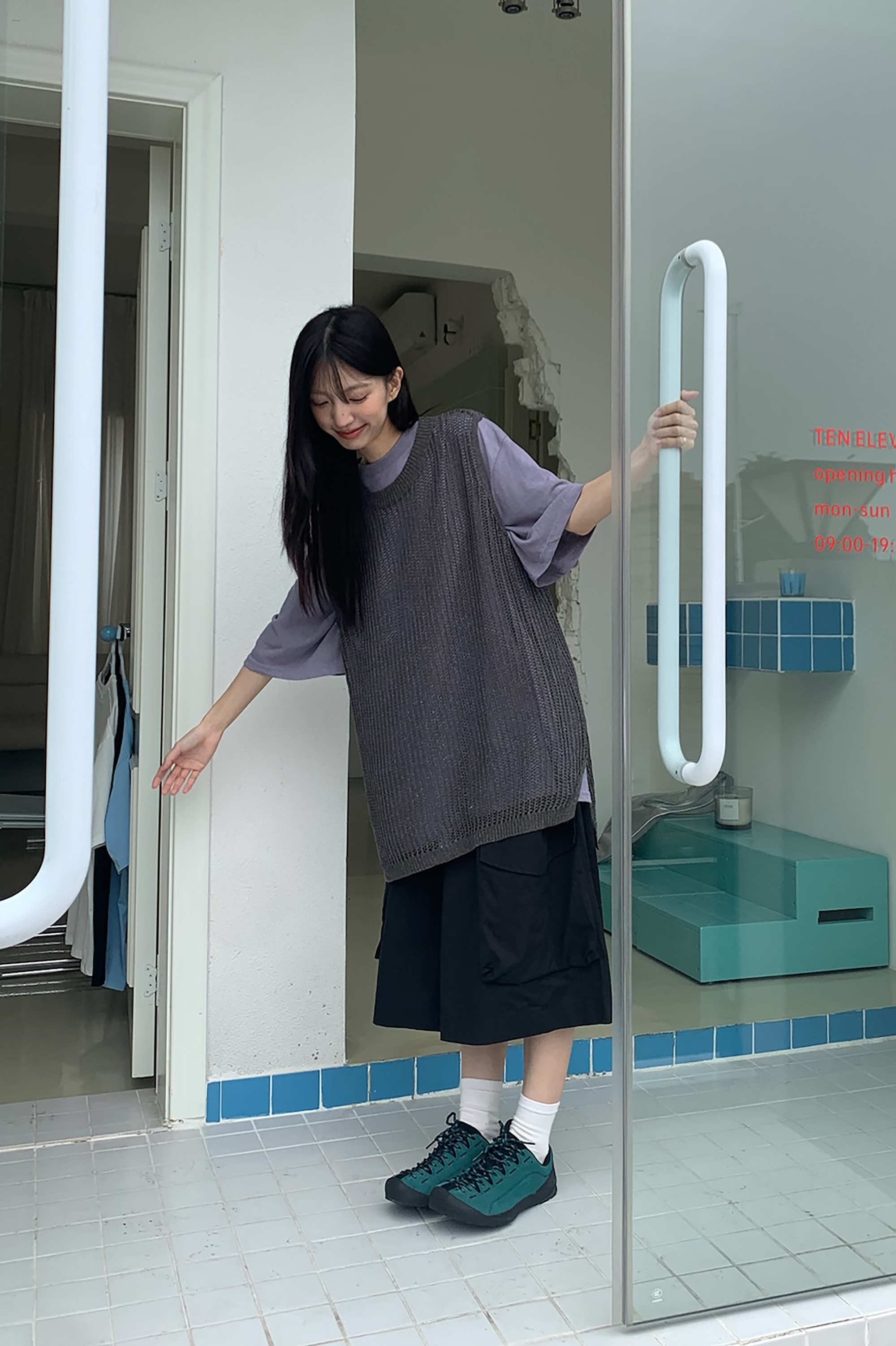 May｜日感簍空長版背心 3色