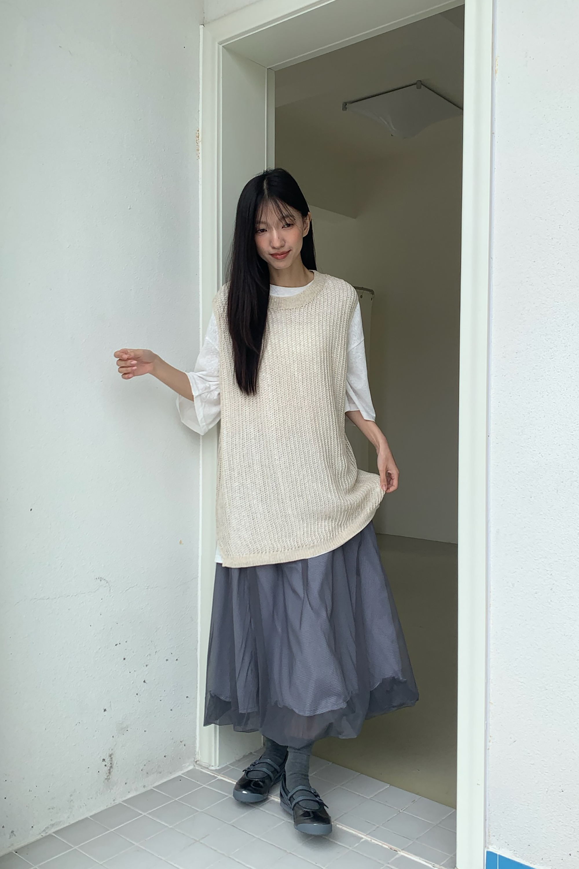 May｜日系透紗雙層半裙 2色