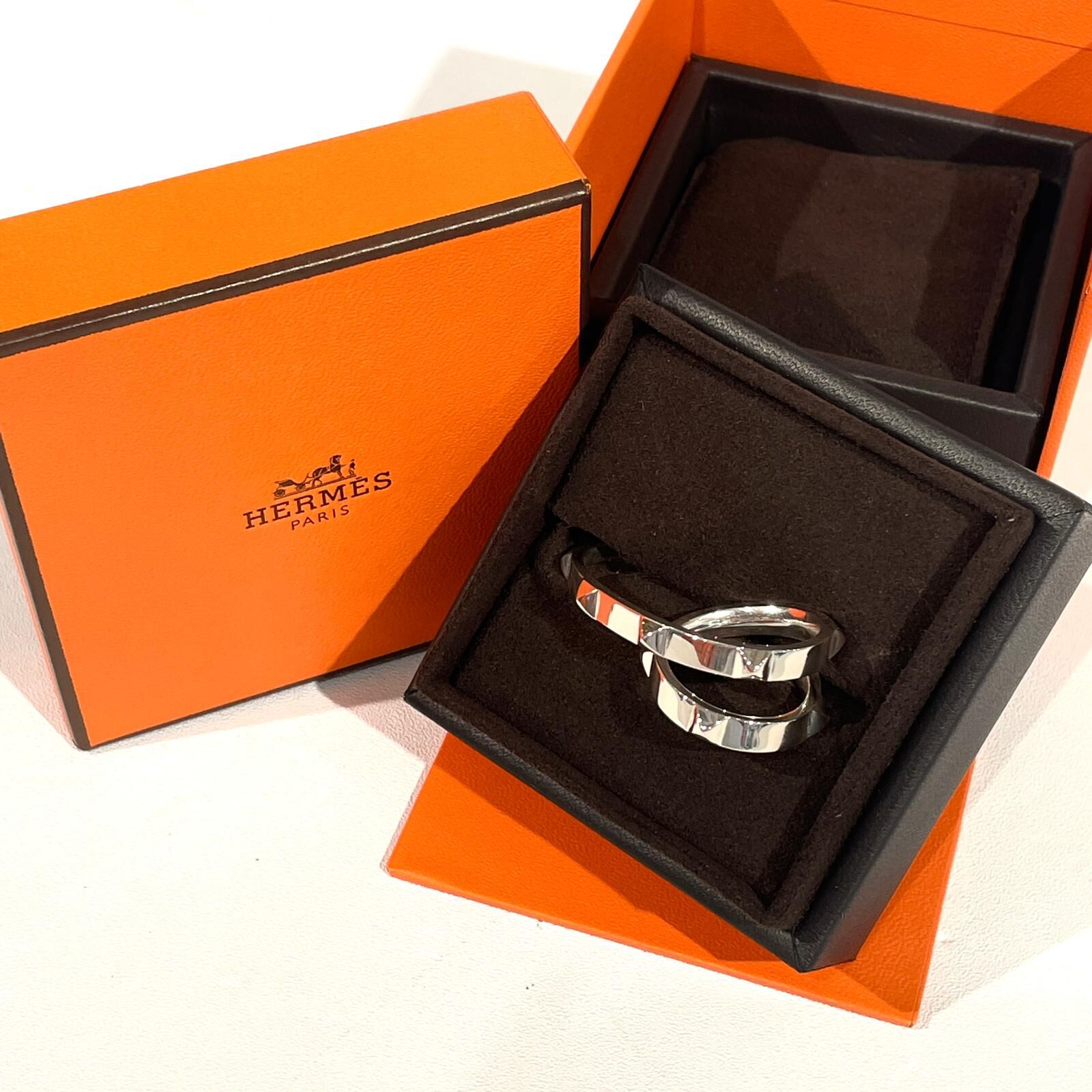 全新HERMES CLOU D H DOUBLE RING 53碼 925純銀 H125631B00052 #BRAND NEW #香榭站正品