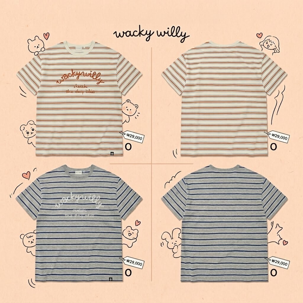 【直播】Wacky Willy LX050994 女裝條紋印花短袖上衣